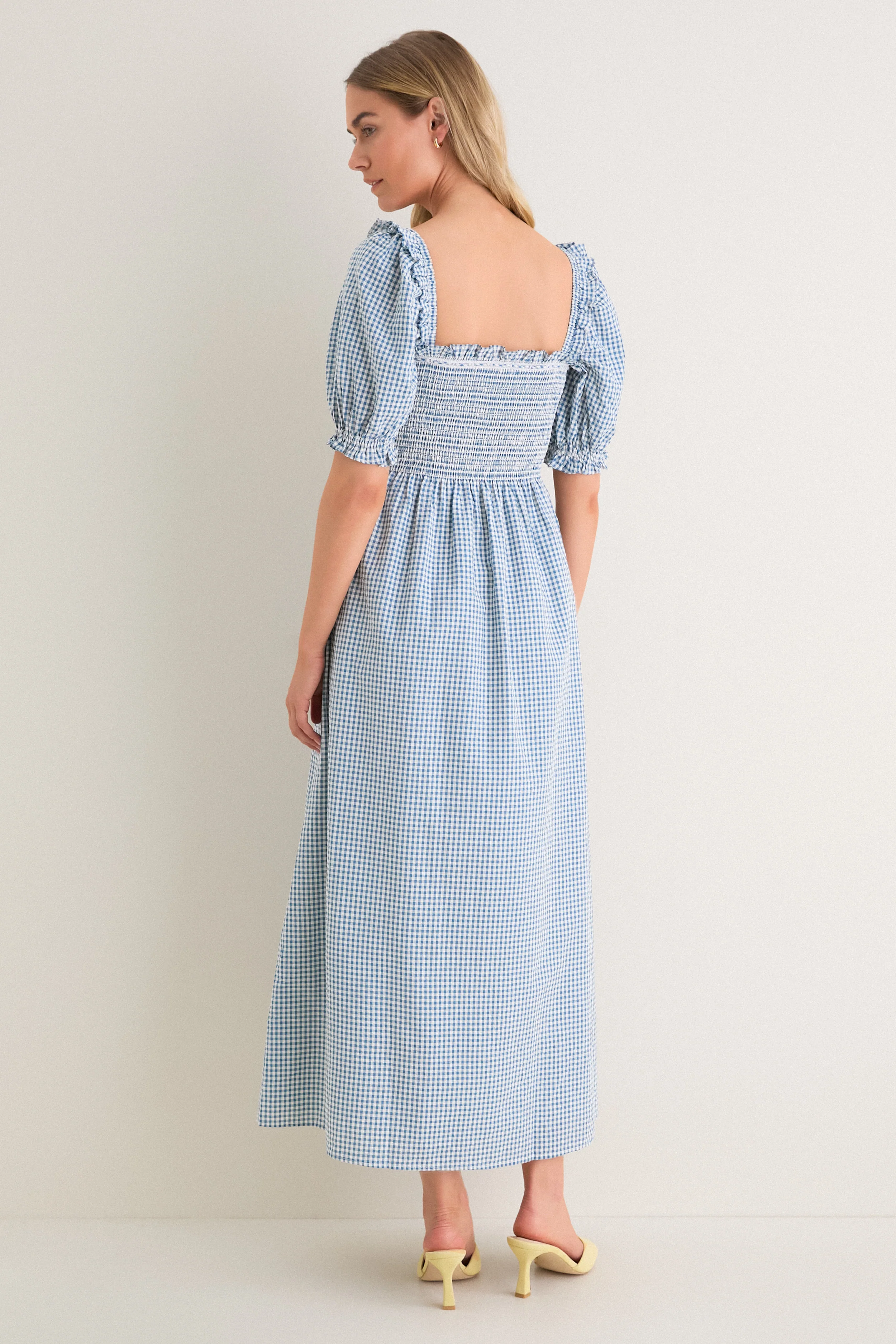 Teal Gingham Scarlett Midi Nap Dress - Image 4