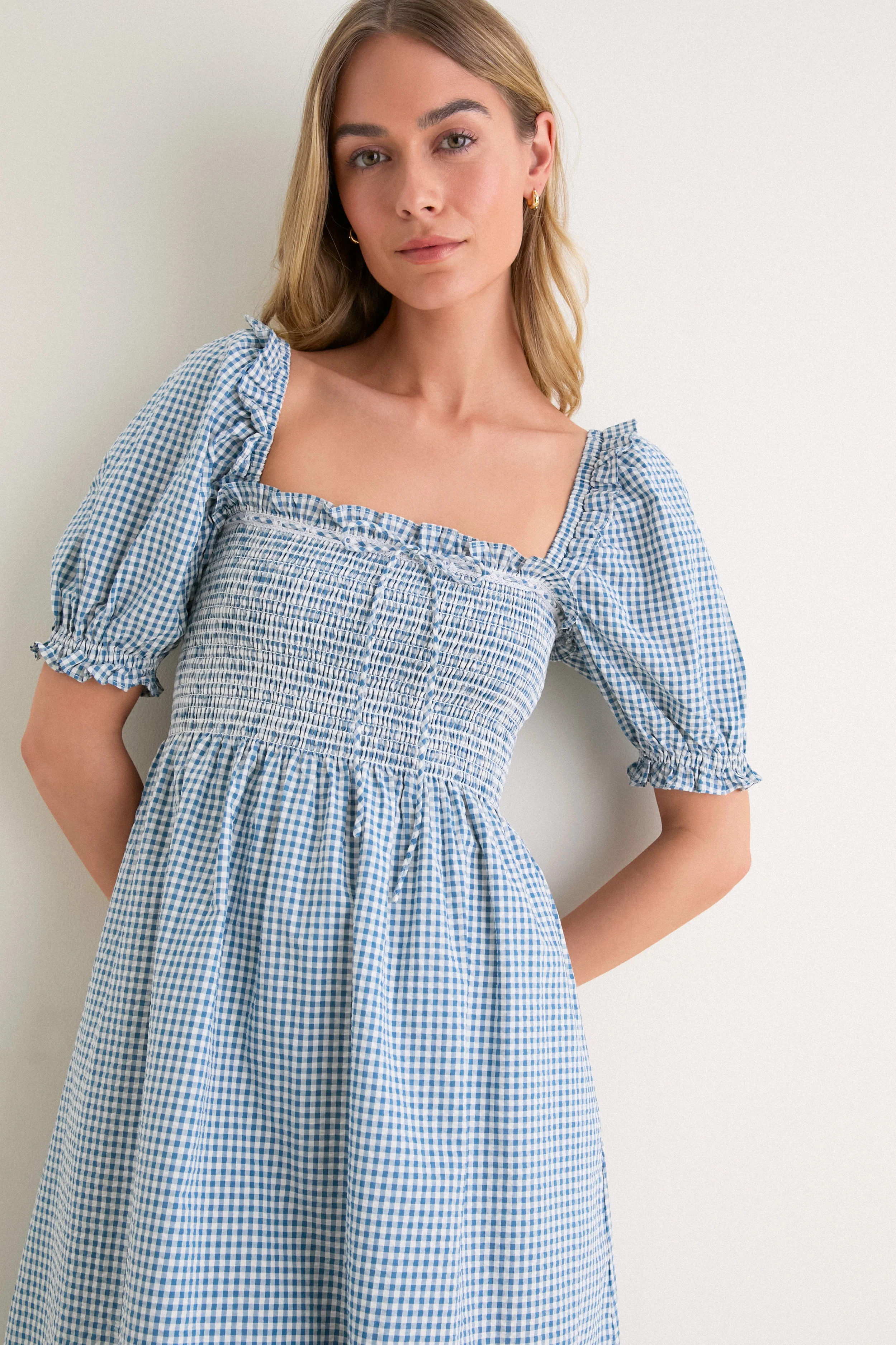 Teal Gingham Scarlett Midi Nap Dress - Image 5