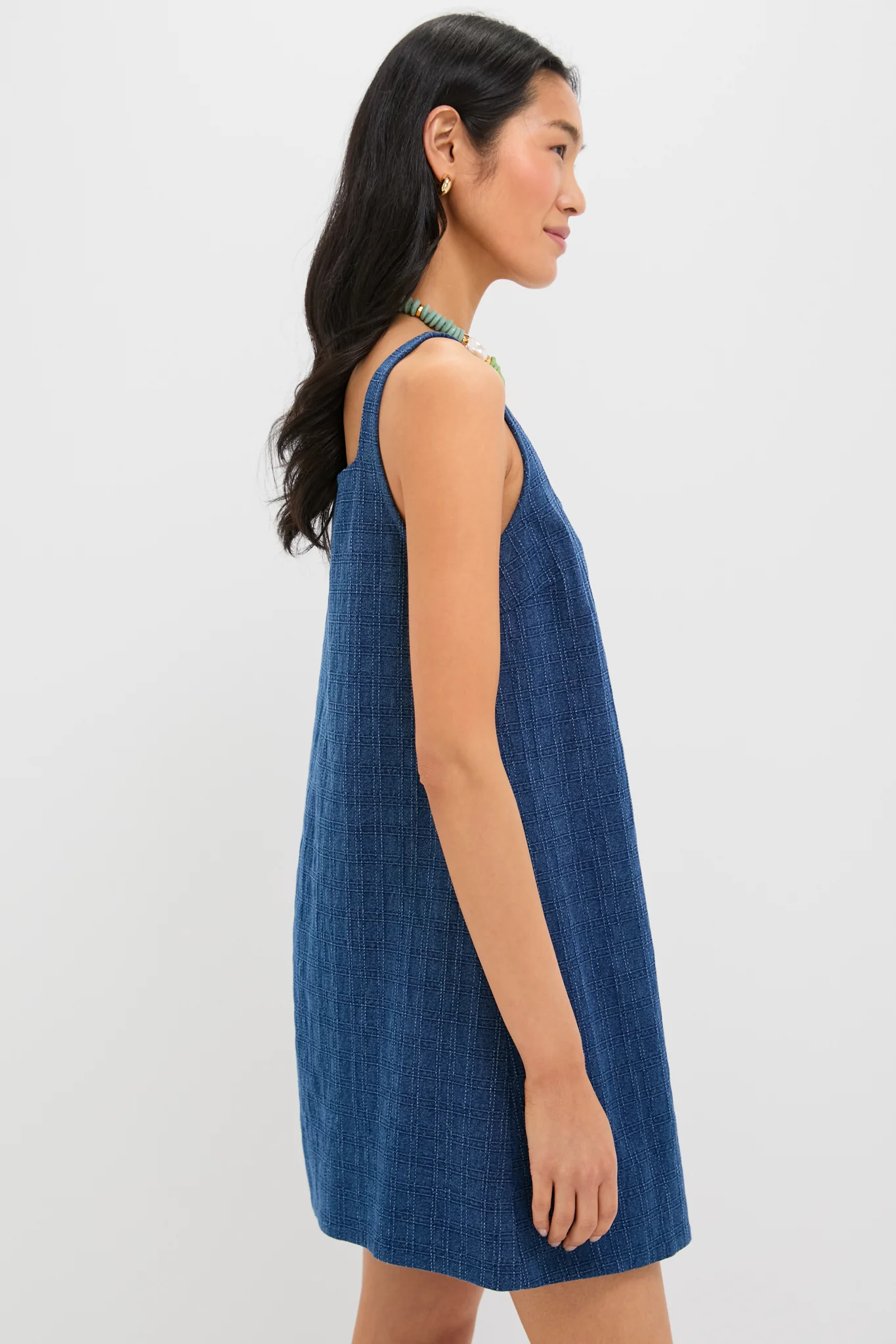 Textured Windowpane Denim Cassie Dress - Image 3