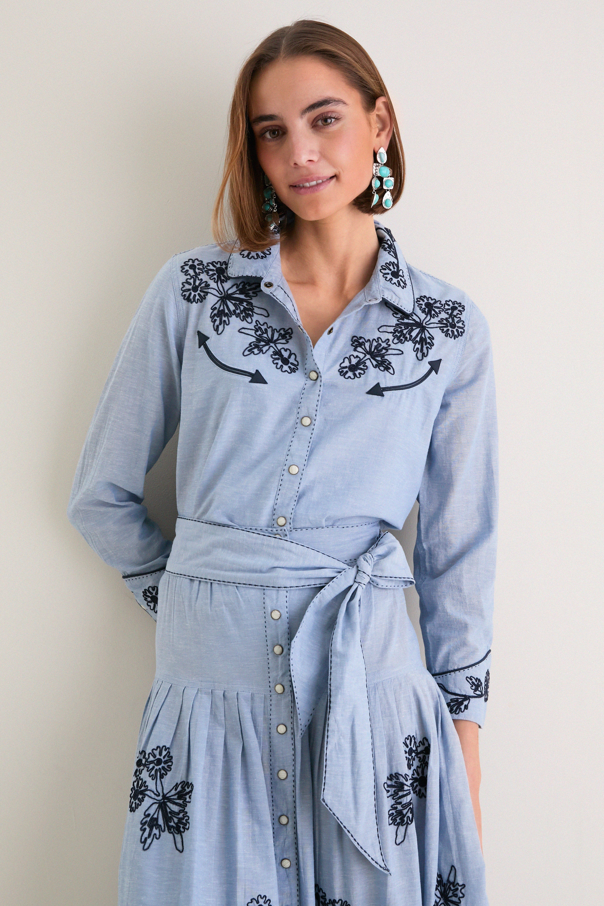 The Chambray Embroidered Western Shirt