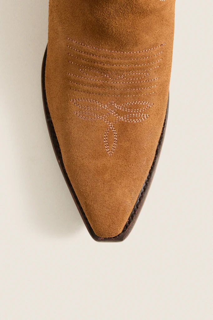 THE GREAT. x Stetson Tan Floral Suede Cowboy Boot - Image 5