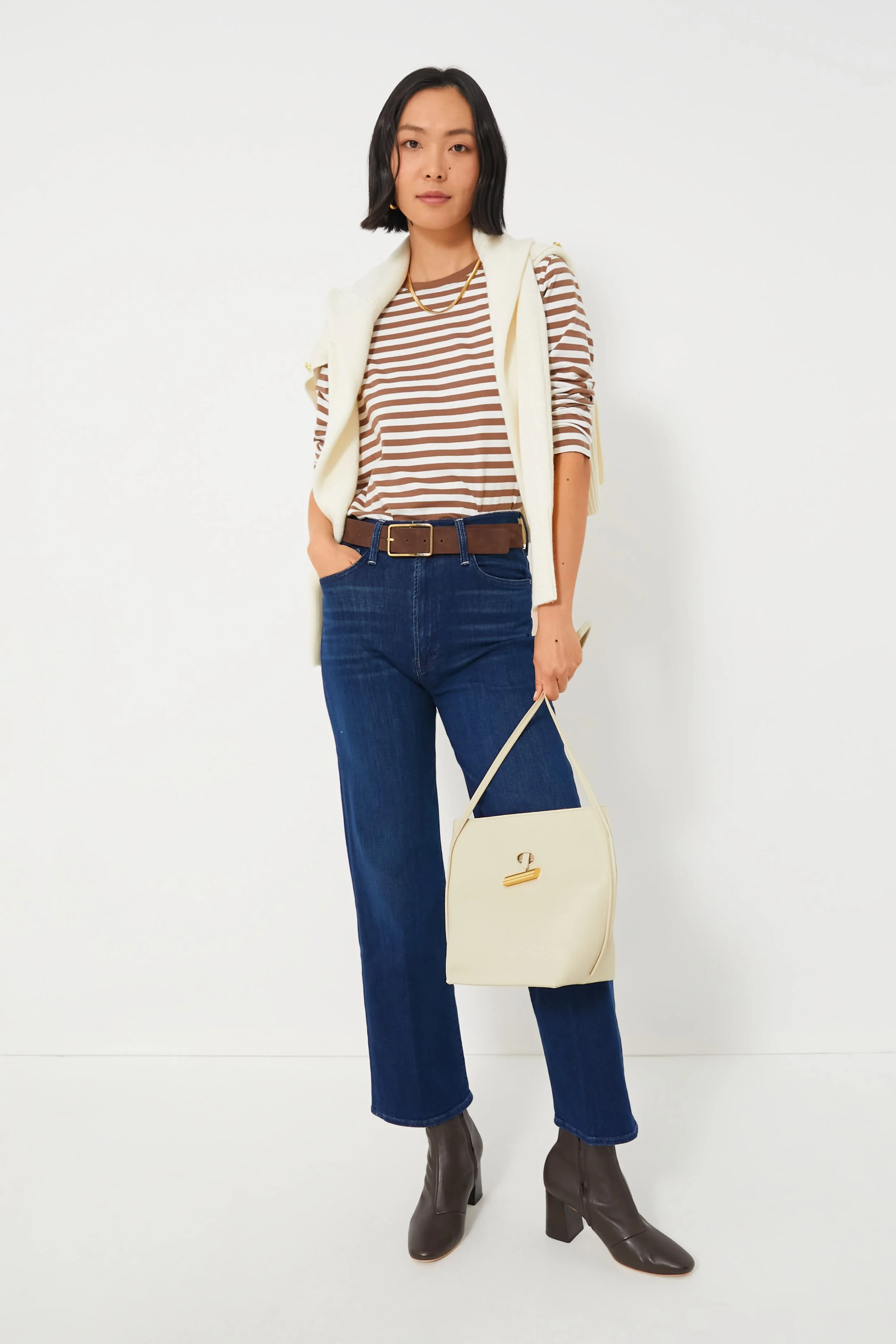 The Walnut and Cream Modern Long Tee - Image 2