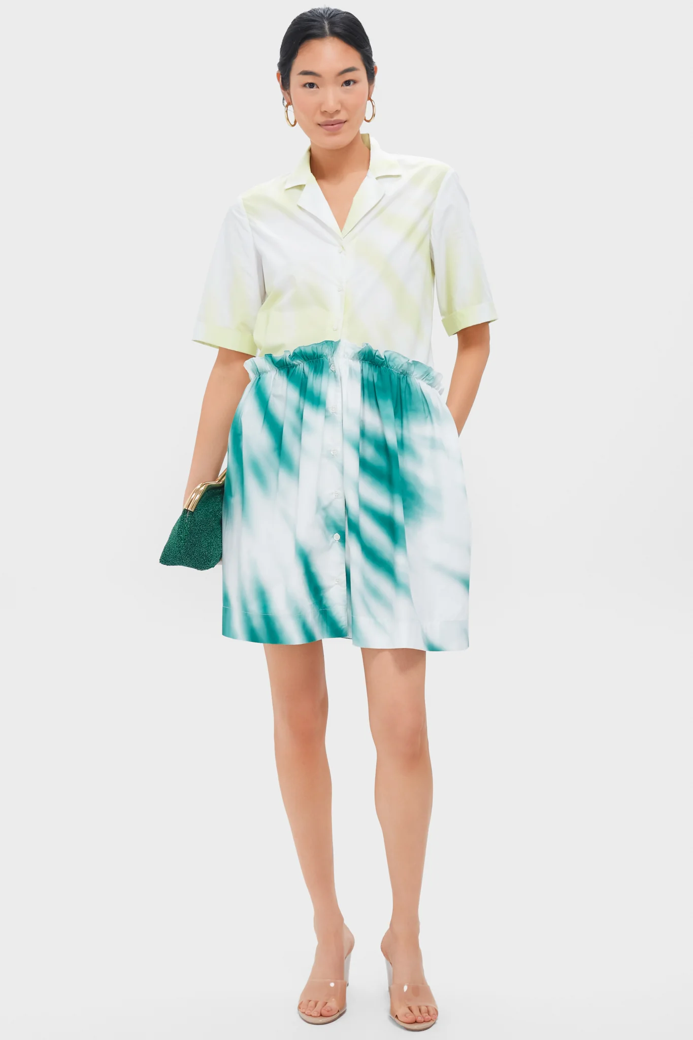 Tie-Dye Mini Gathered Shirtdress - Image 2