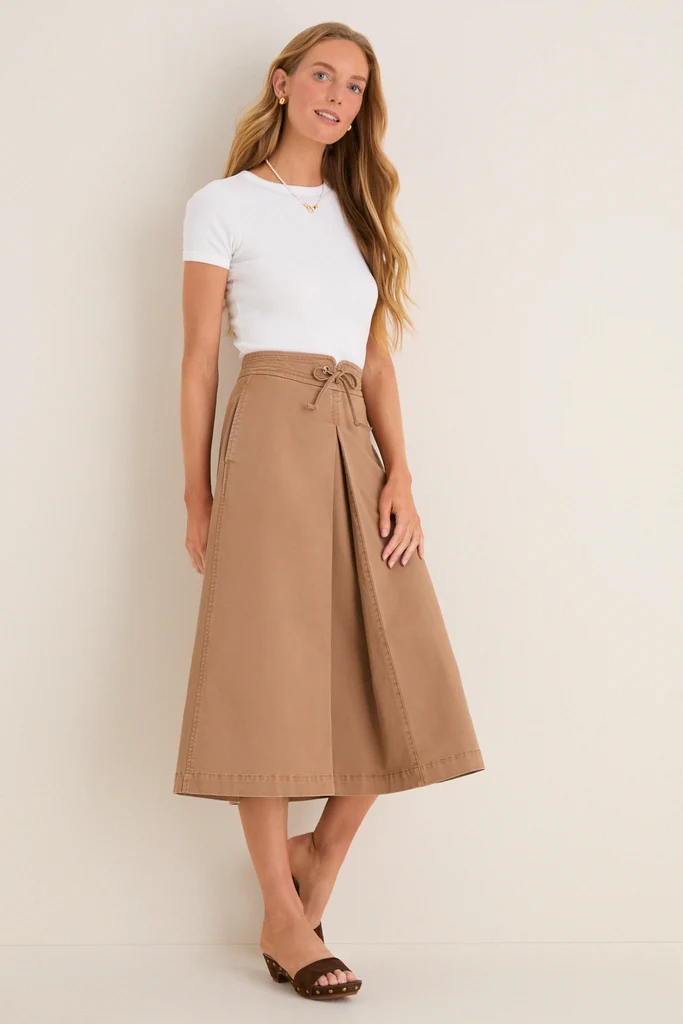 Truffle Brown Chino Belted Paulette Skirt - Image 7