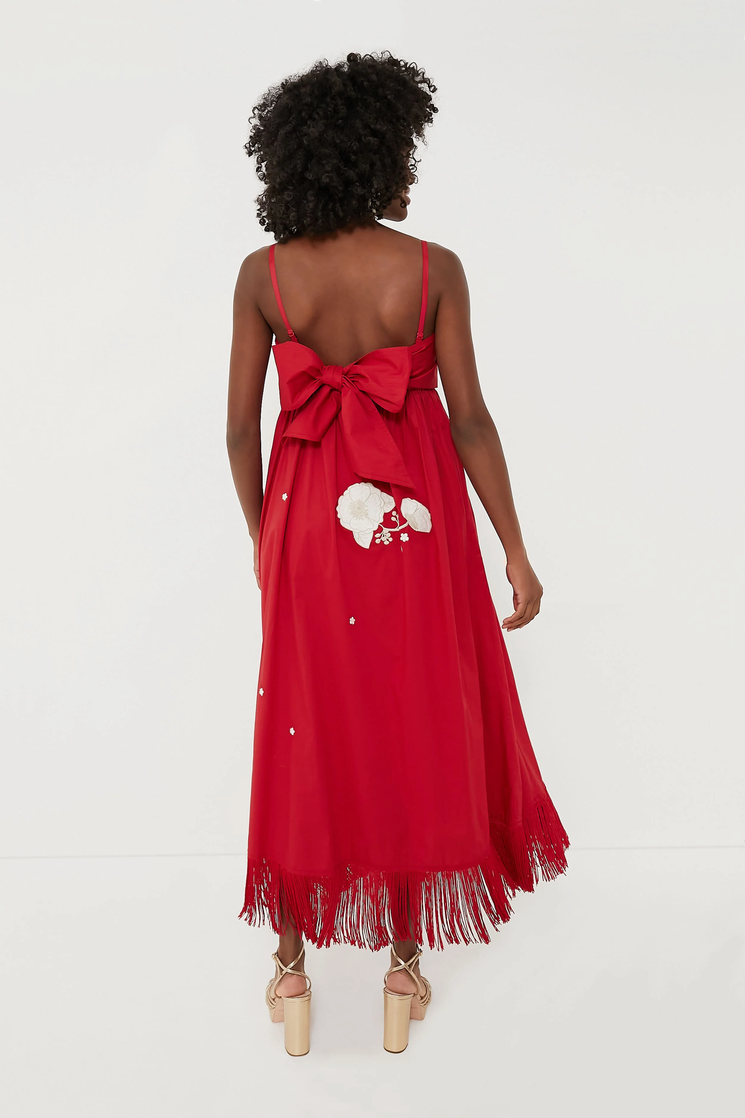 Venetian Red with Embroidery Gavin Midi Dress - Image 4