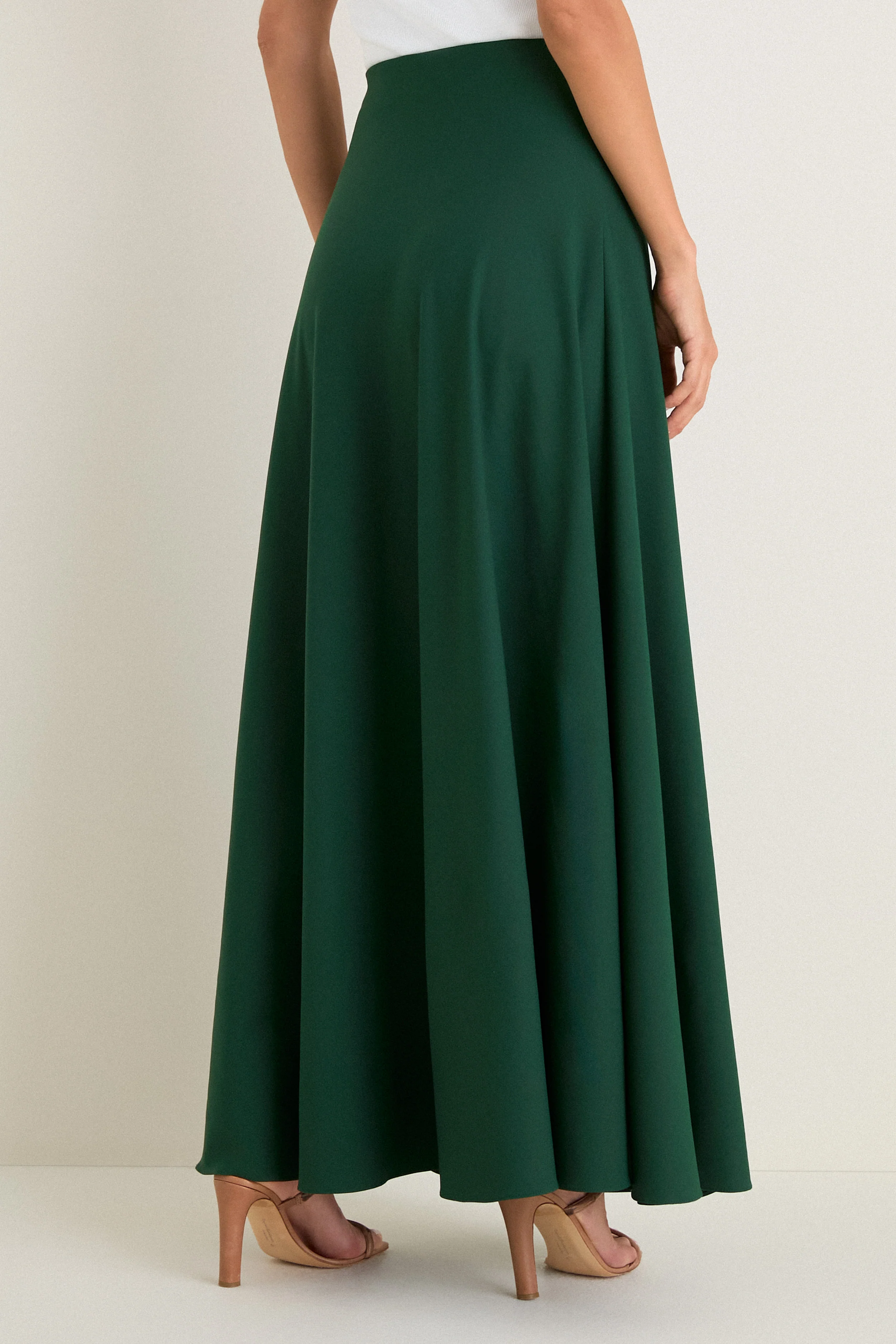 Verdant Green Crepe Colbert Maxi Skirt - Image 4