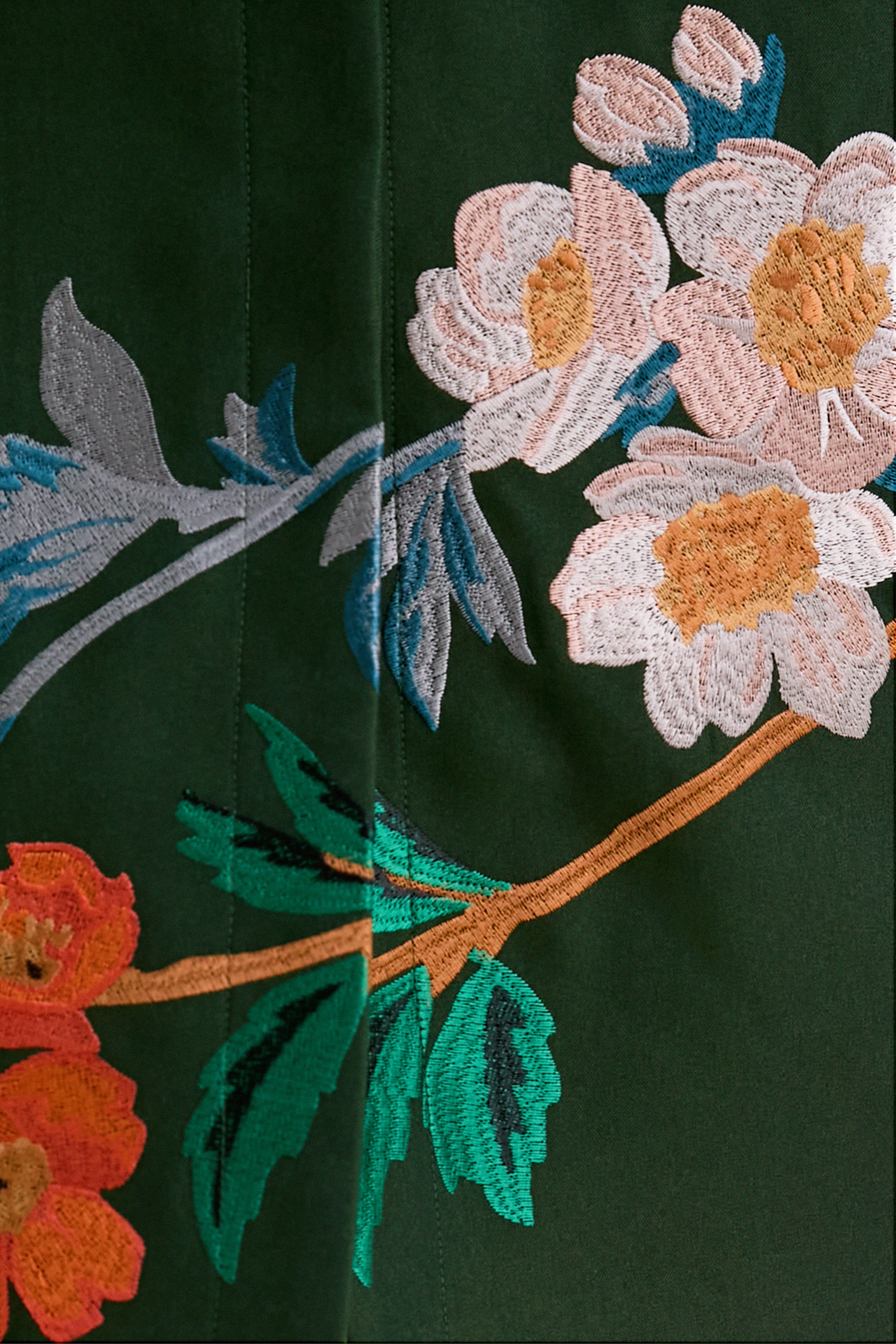 Verdant Green Crepe Embroidered Nell Dress - Image 5
