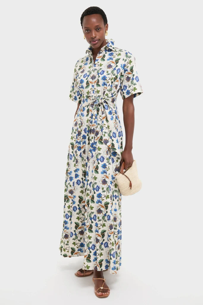 Vine Flower Off White Posie Cotton Maxi Dress - Image 2