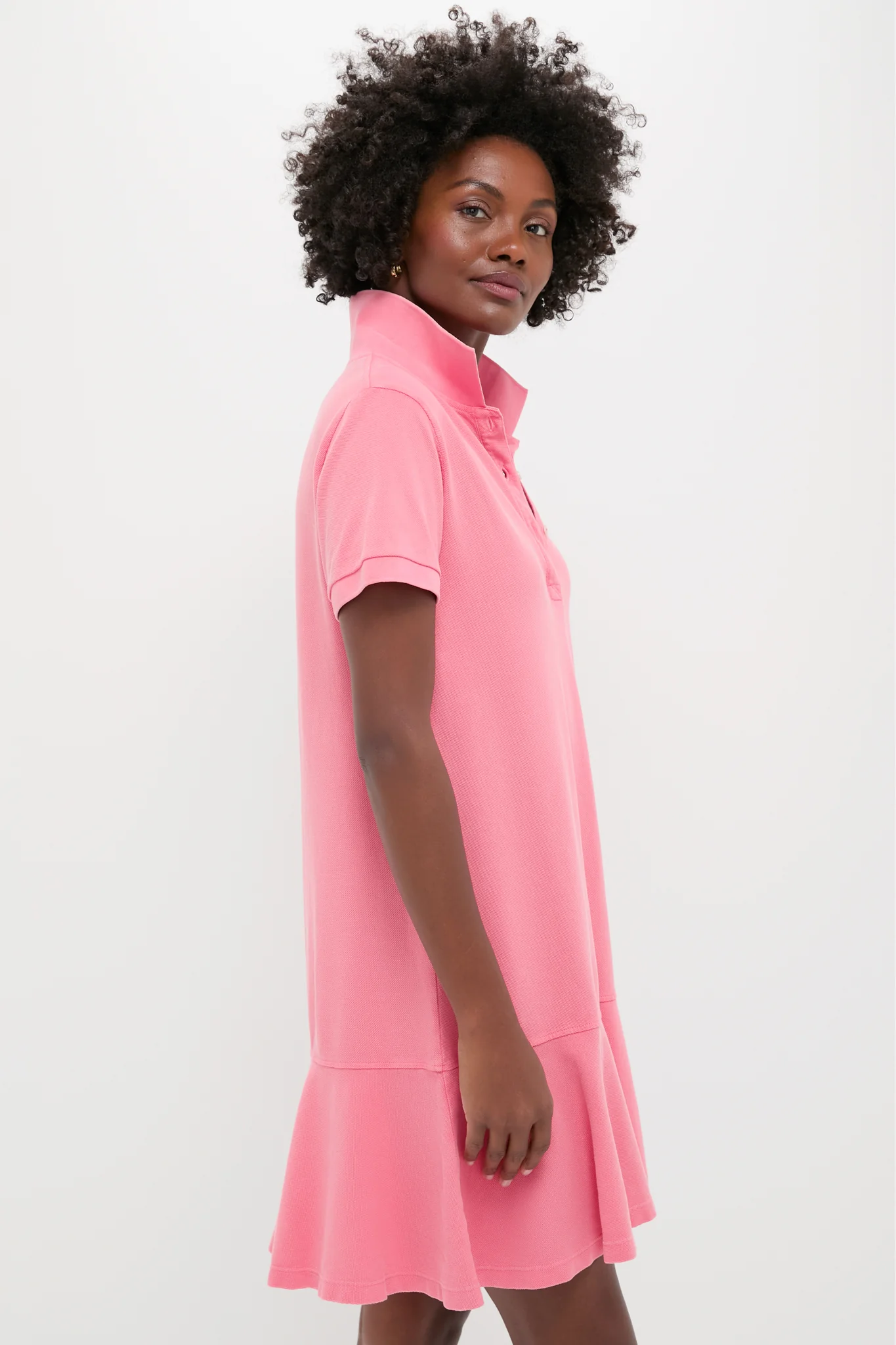 Washed Pink Pique May Polo Dress - Image 3