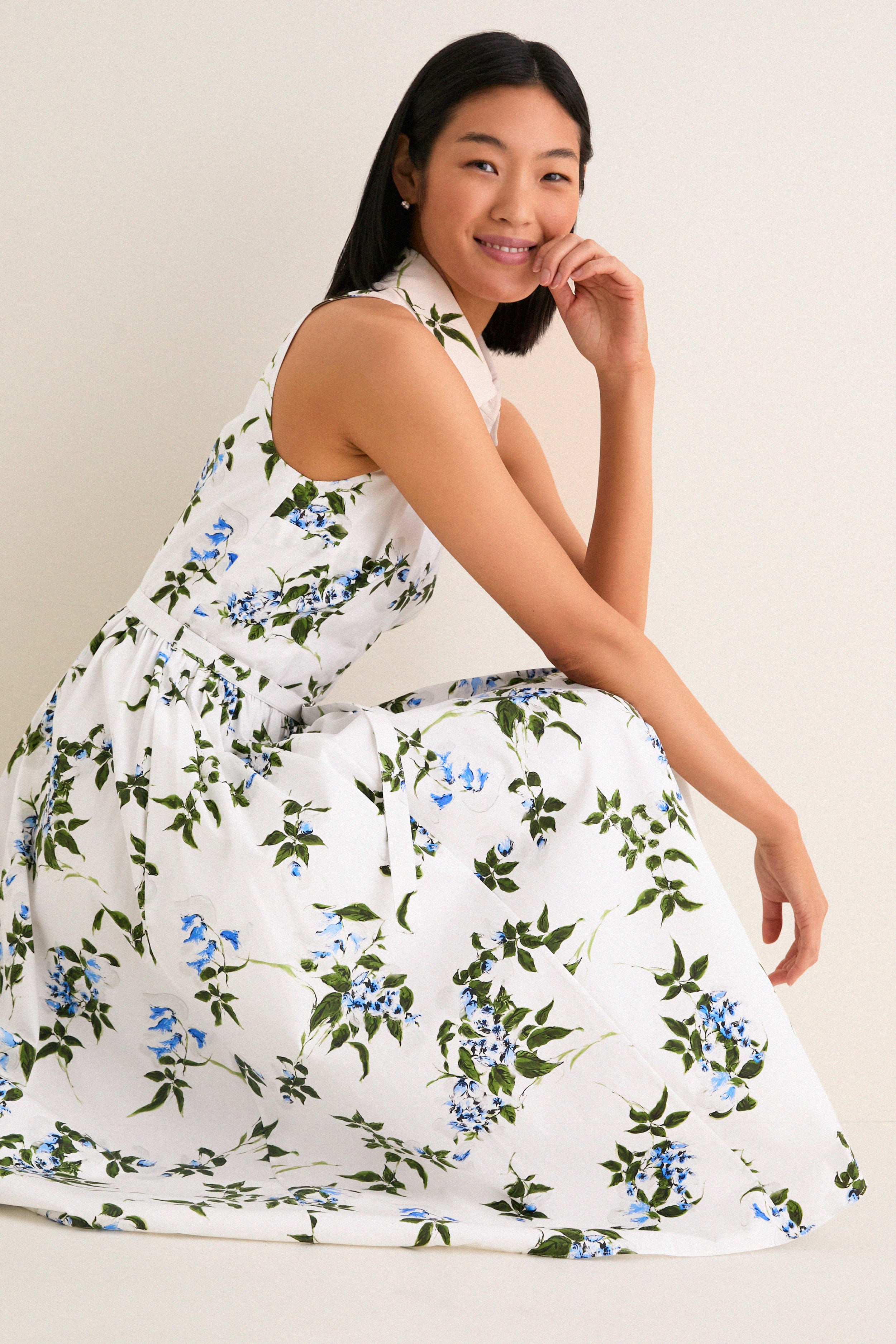 White and Lilac Lillies Norika Dress - Image 3