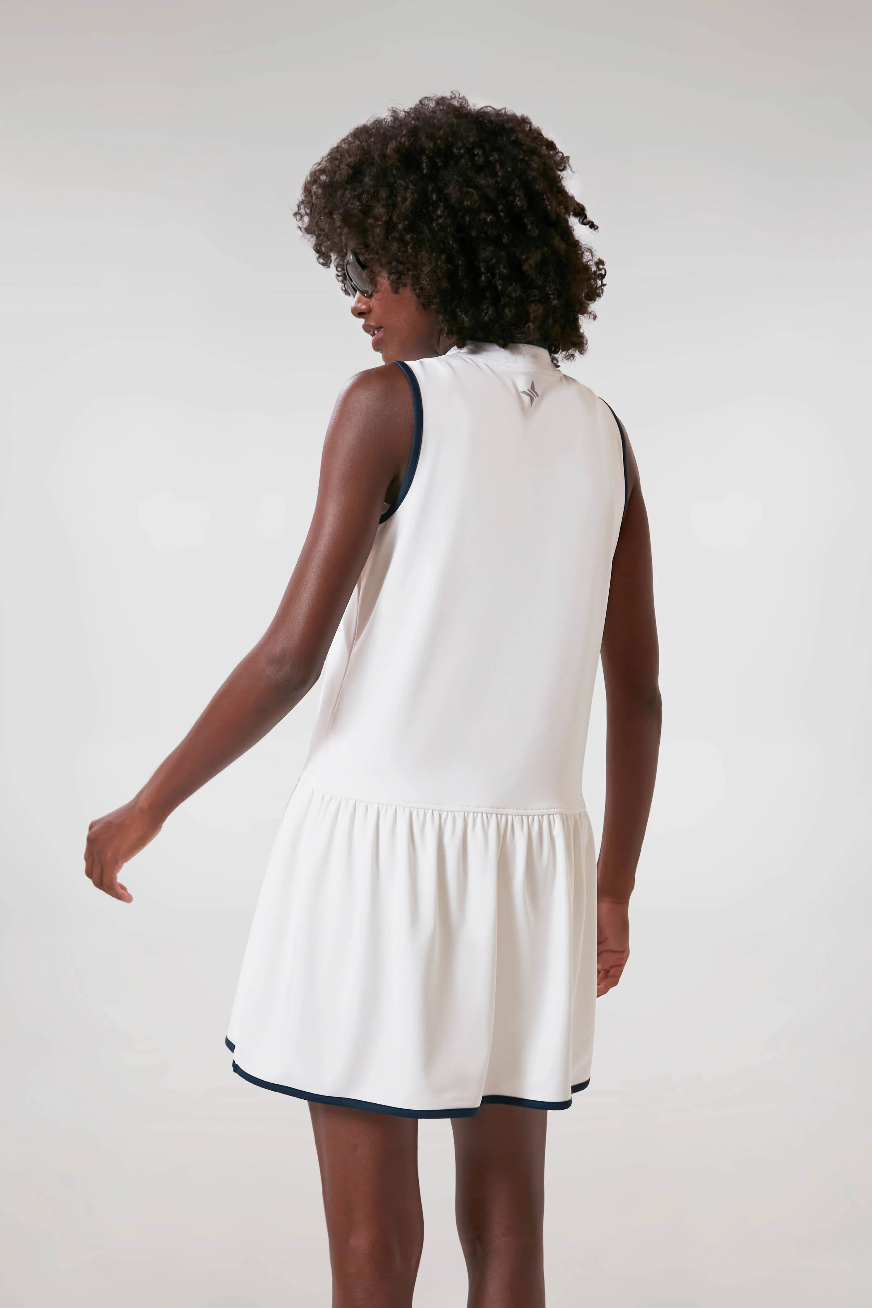 White and Navy Quarter-Zip Tennis Dress - Image 5