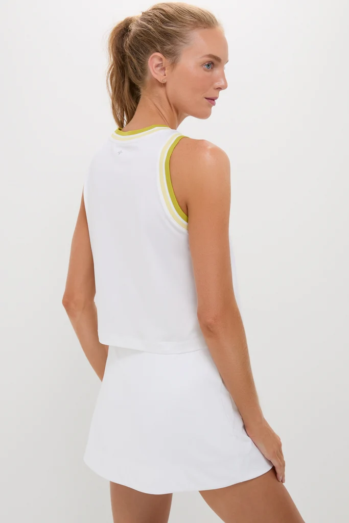 White and Yellow Performance Jersey Tilden Tank - Image 4