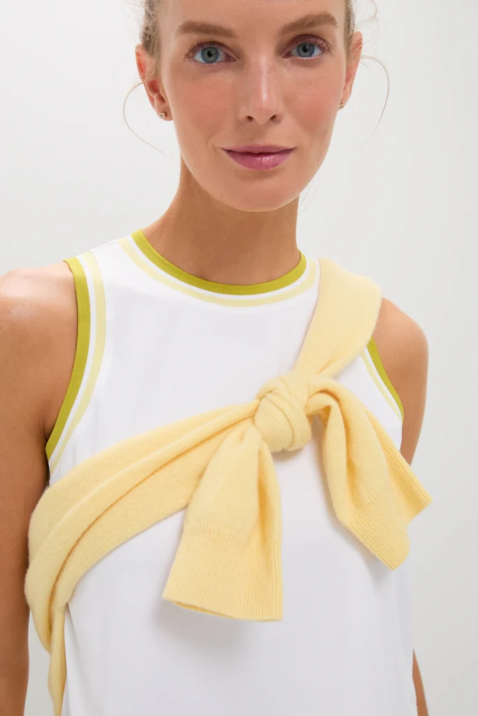 White and Yellow Performance Jersey Tilden Tank - Image 5