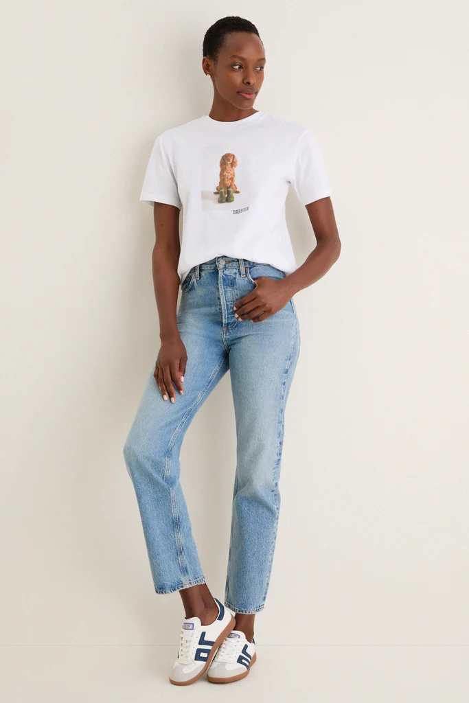 White Barbour Dog  Bedale Graphic T-Shirt - Image 6