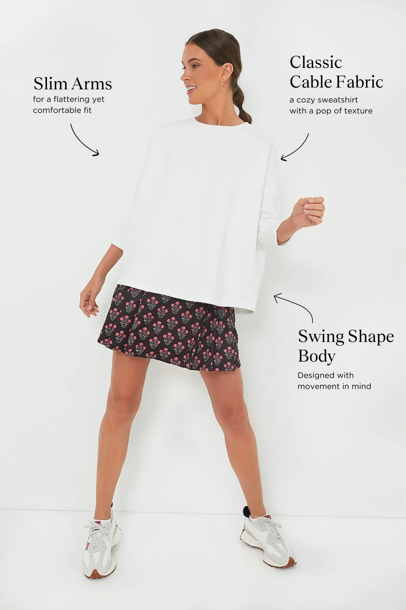 White Cable Ally Swing Sweatshirt - Image 3