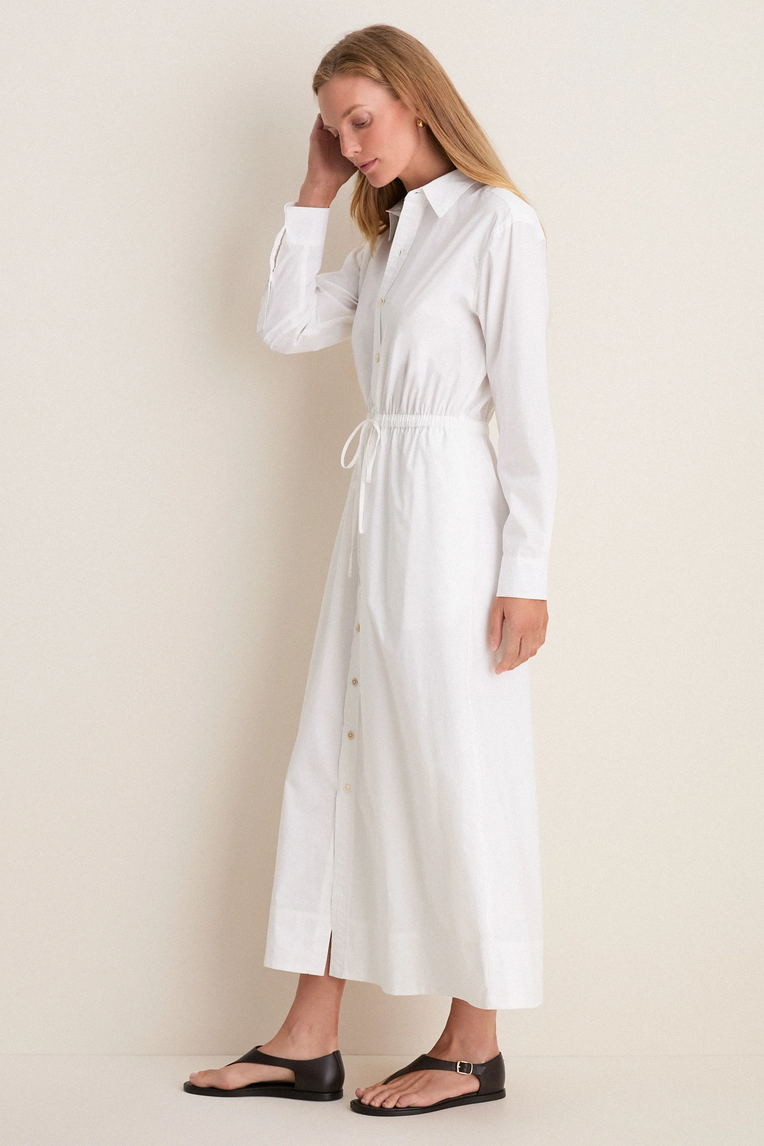 White Cotton Poplin Julien Shirt Dress - Image 3