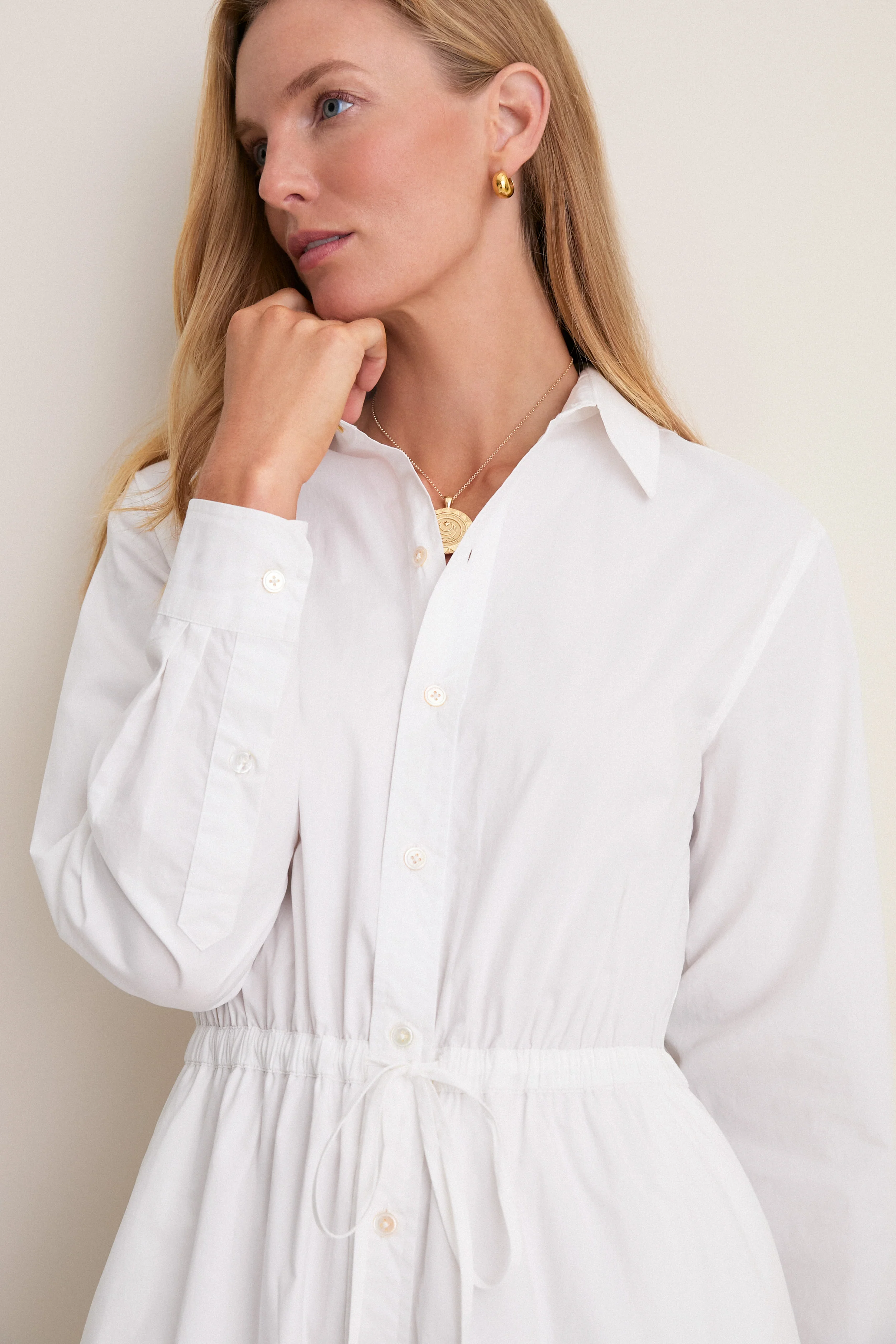White Cotton Poplin Julien Shirt Dress - Image 6