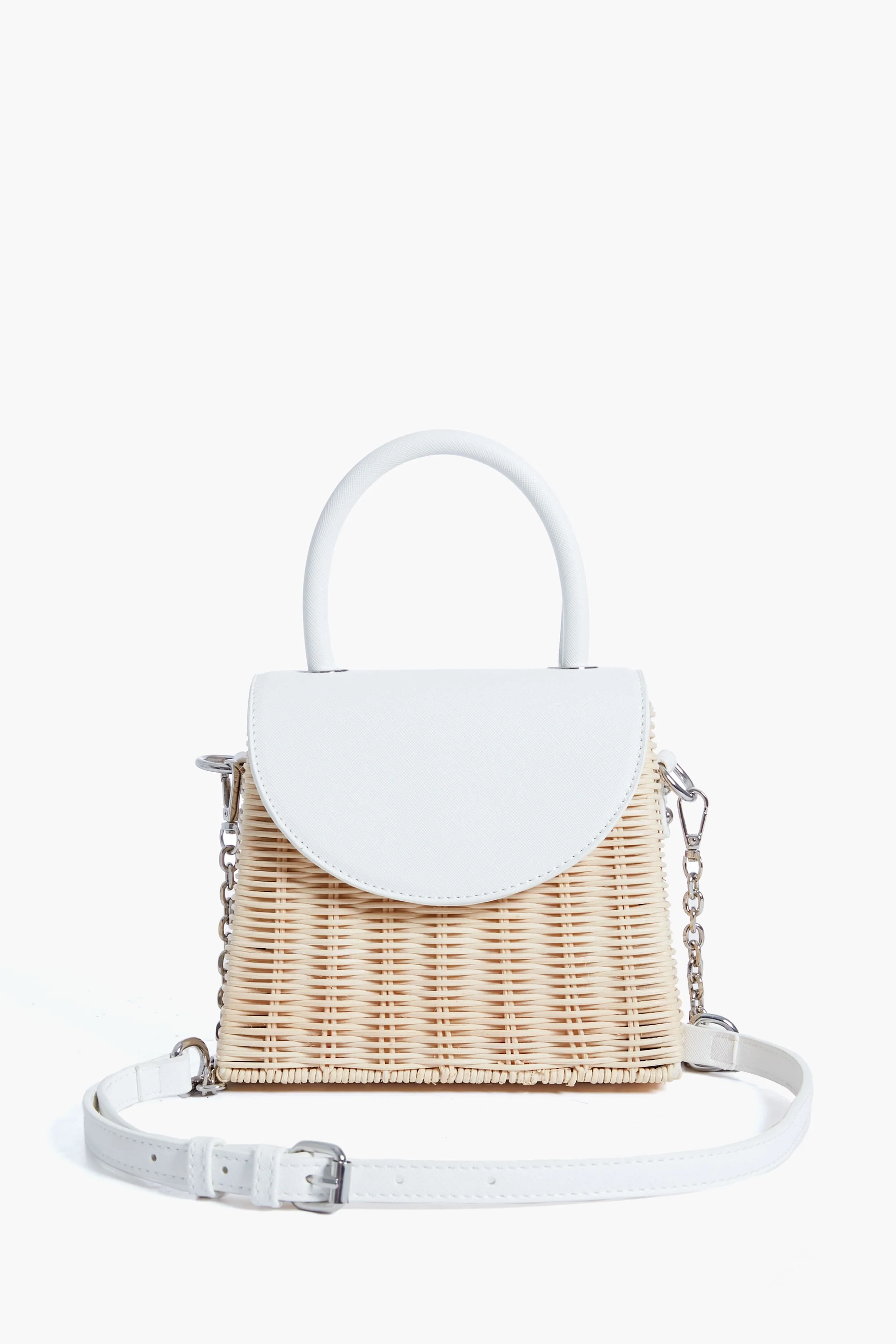 White Donna Wicker Top Handle - Image 4