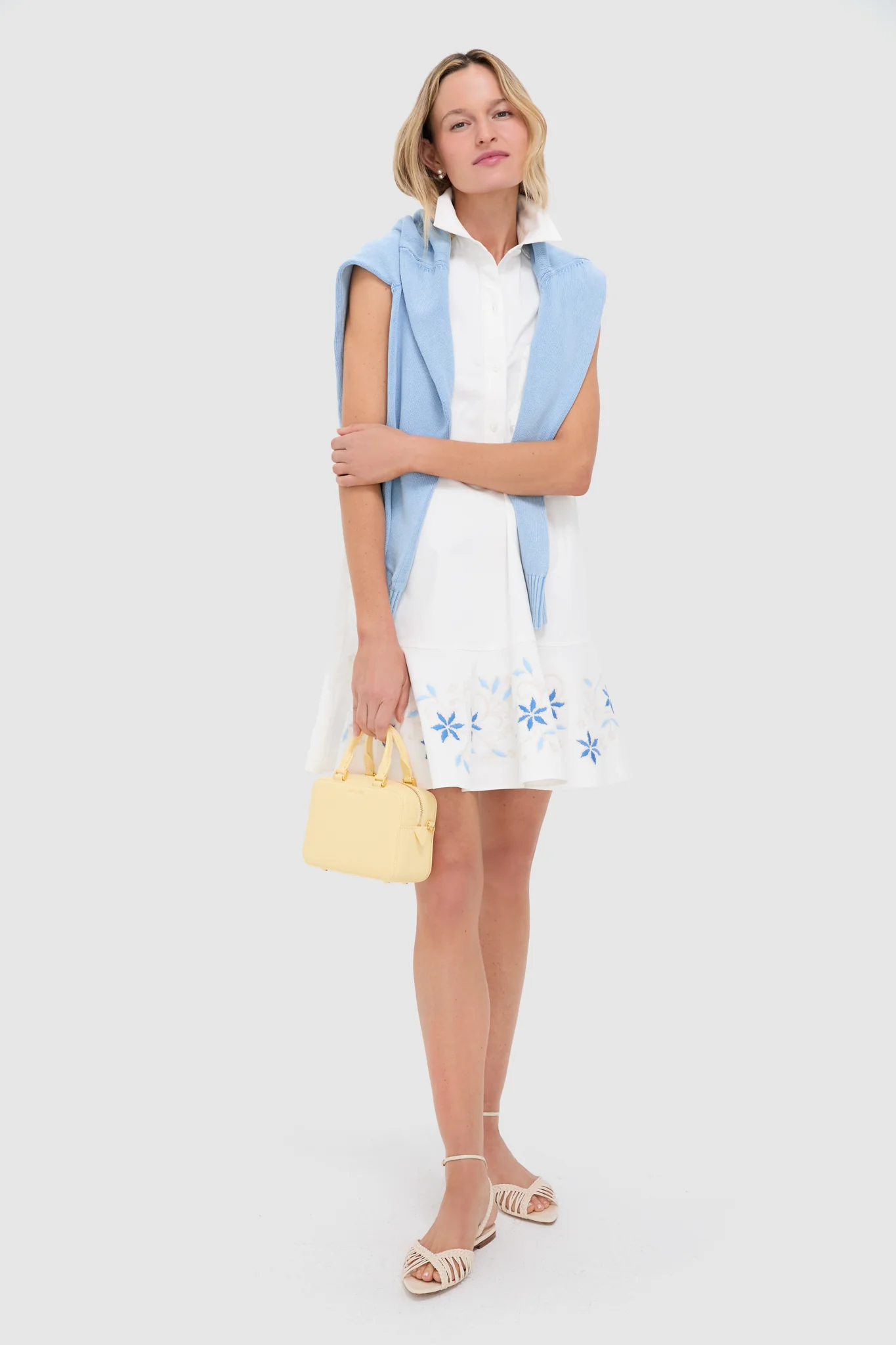 White Embroidery Sleeveless Callahan Dress - Image 2