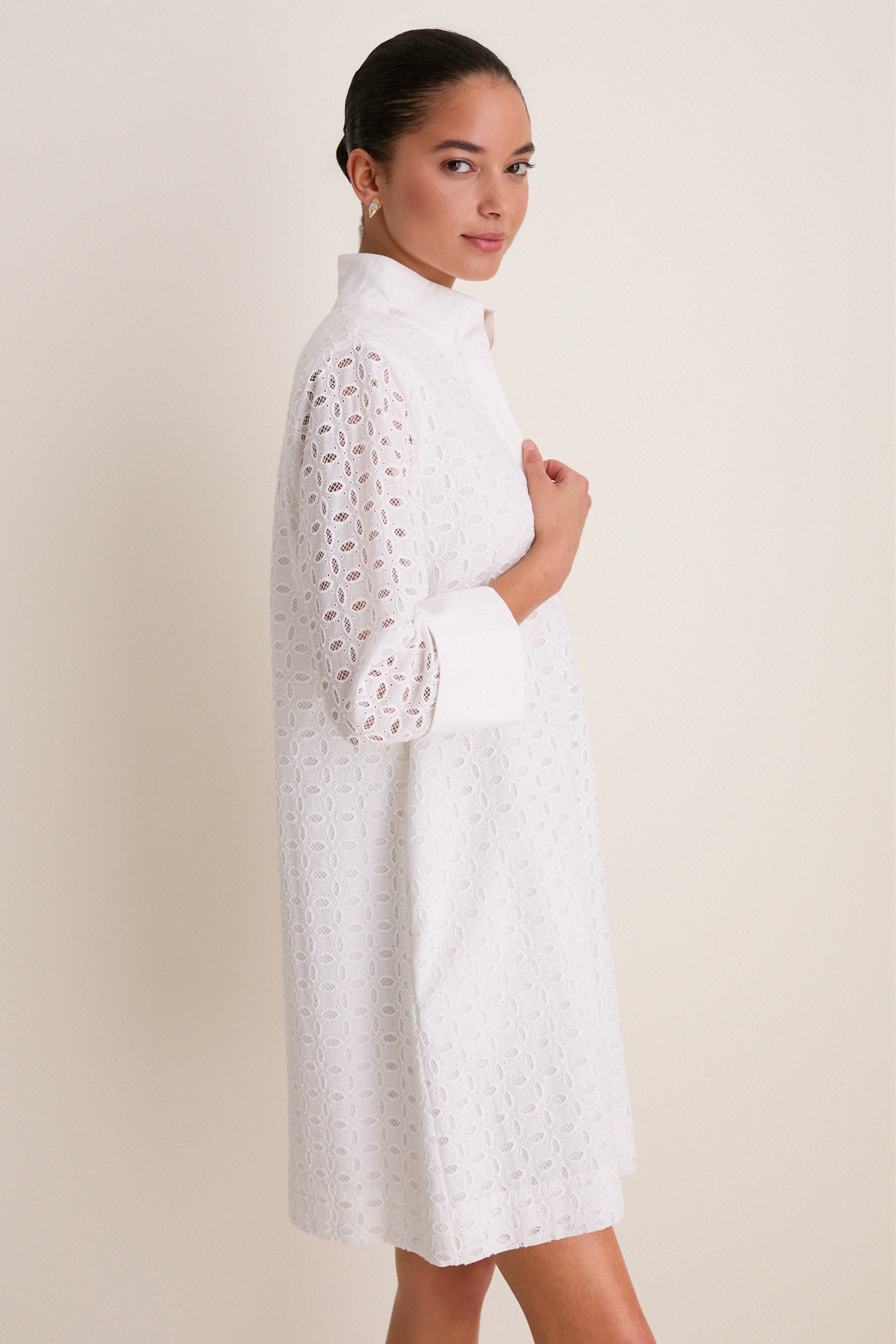 White Eyelet Megan Dress - Image 3