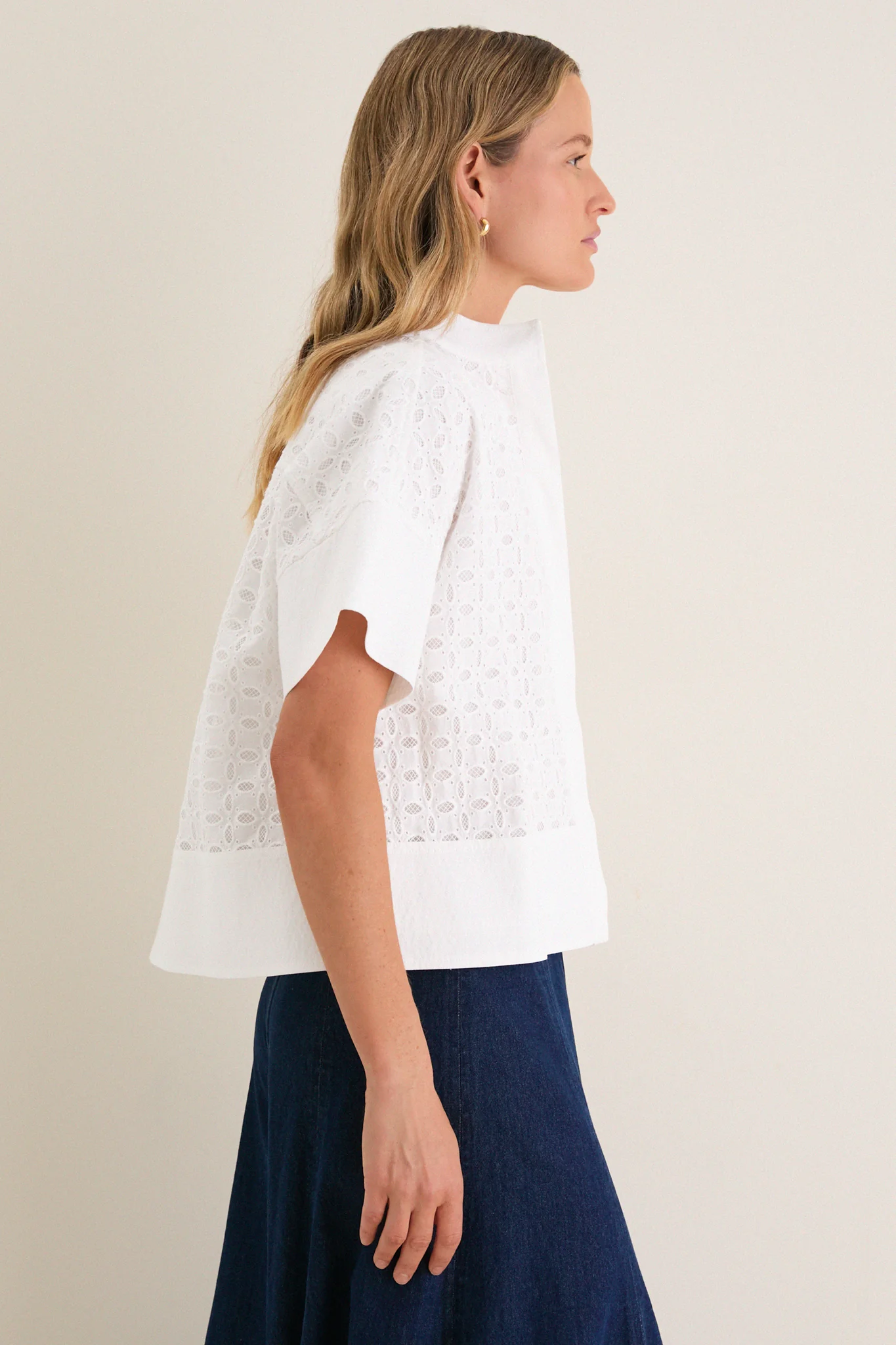 White Eyelet Sofia Stitch Shirt - Image 3
