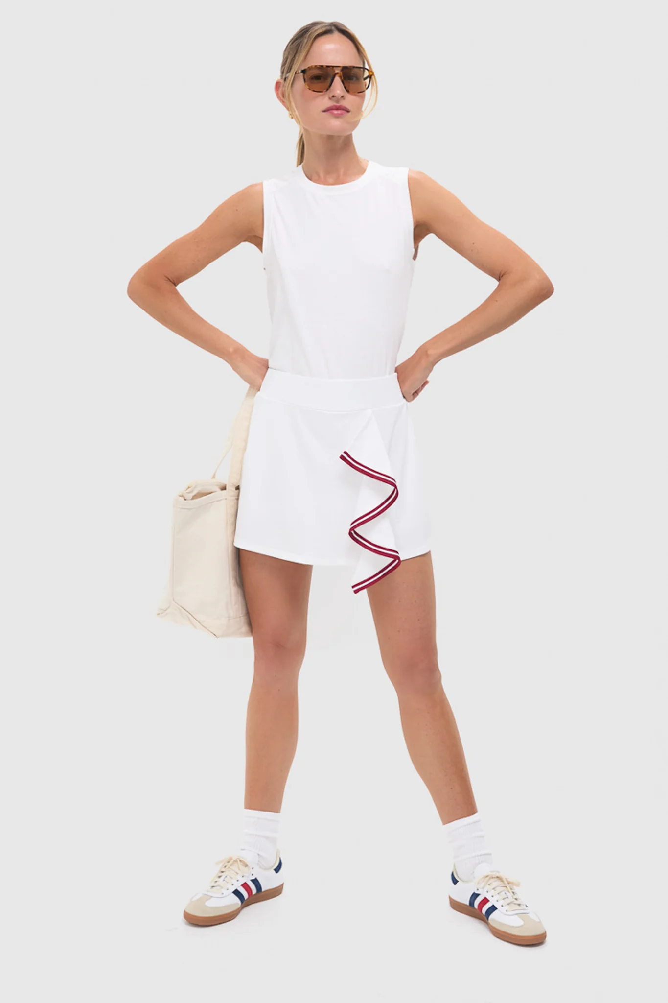 White Faux Wrap 14 Inch Performance Jersey Alexis Tennis Skirt - Image 8