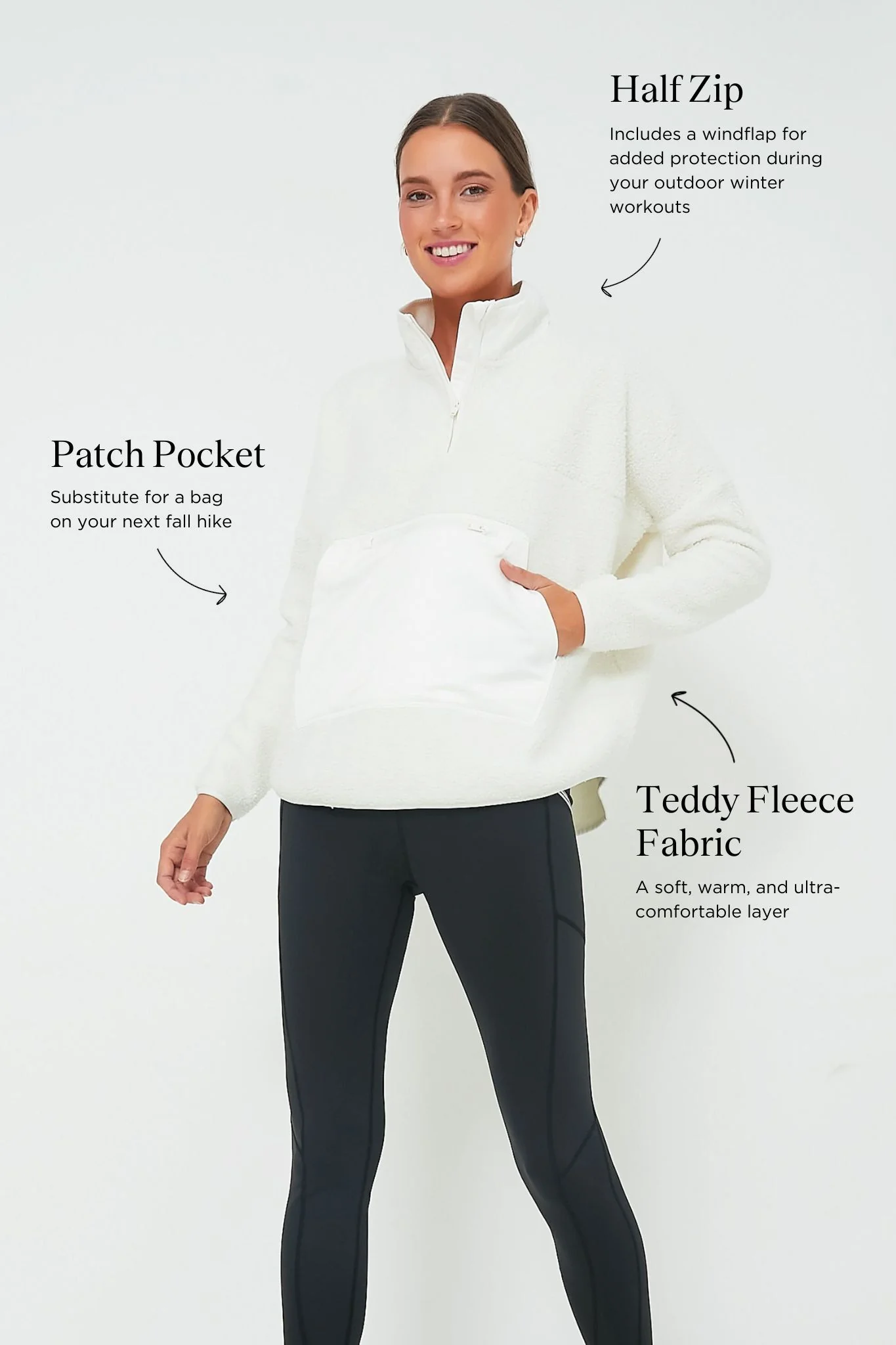 White Fleece Cady Quarter Zip - Image 3