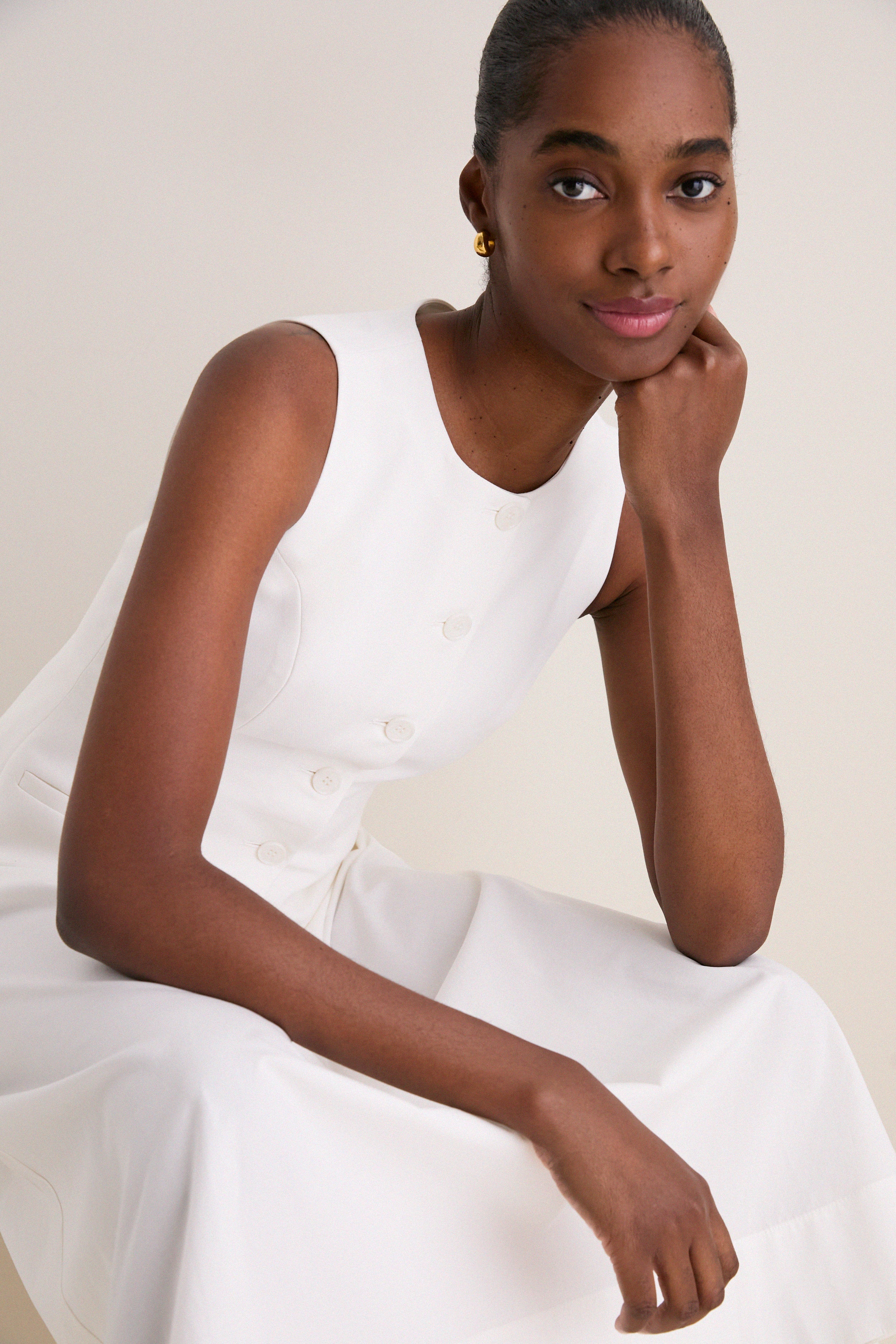 White Harley Waistcoat Dress - Image 3