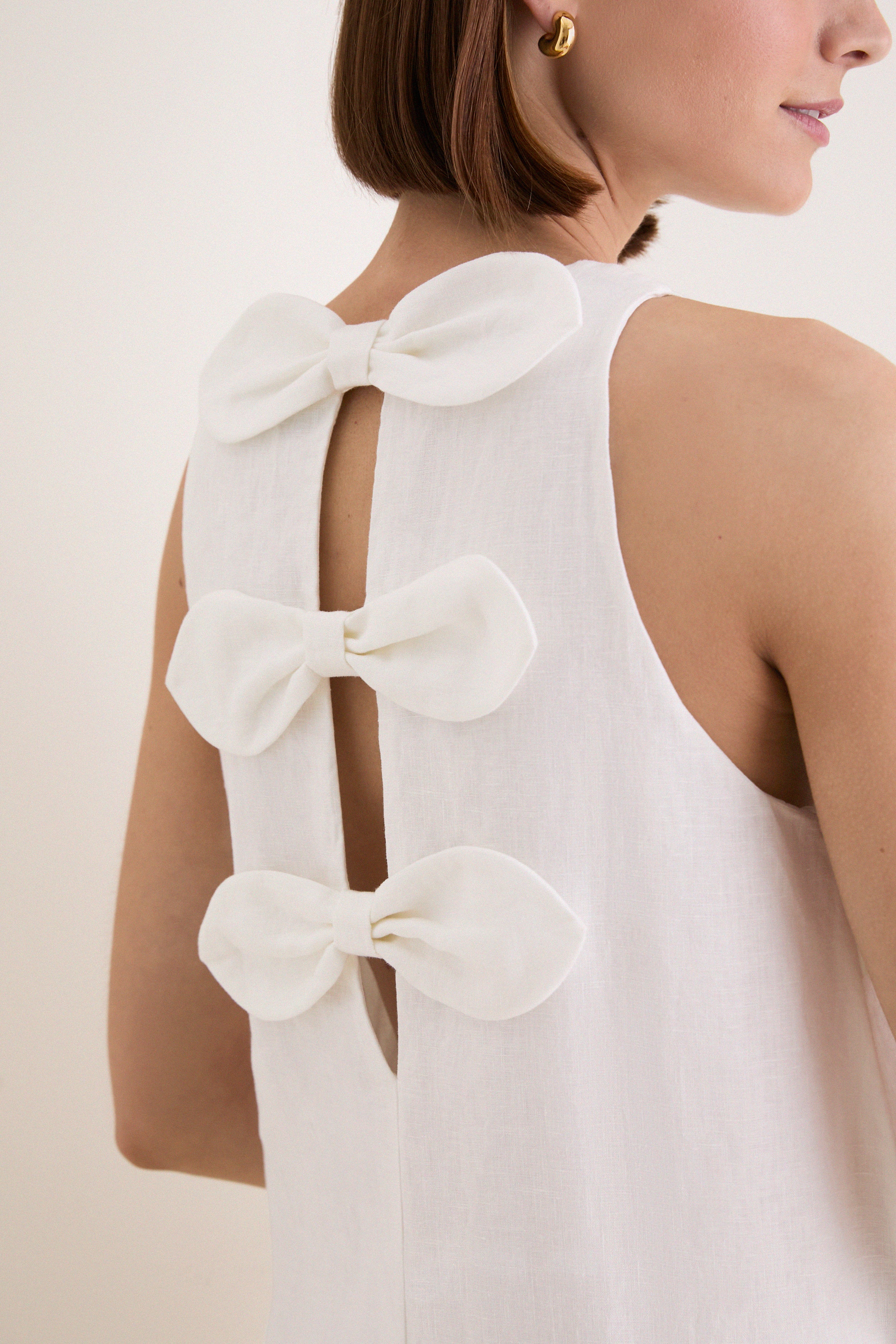 White Linen Portia Dress - Image 2