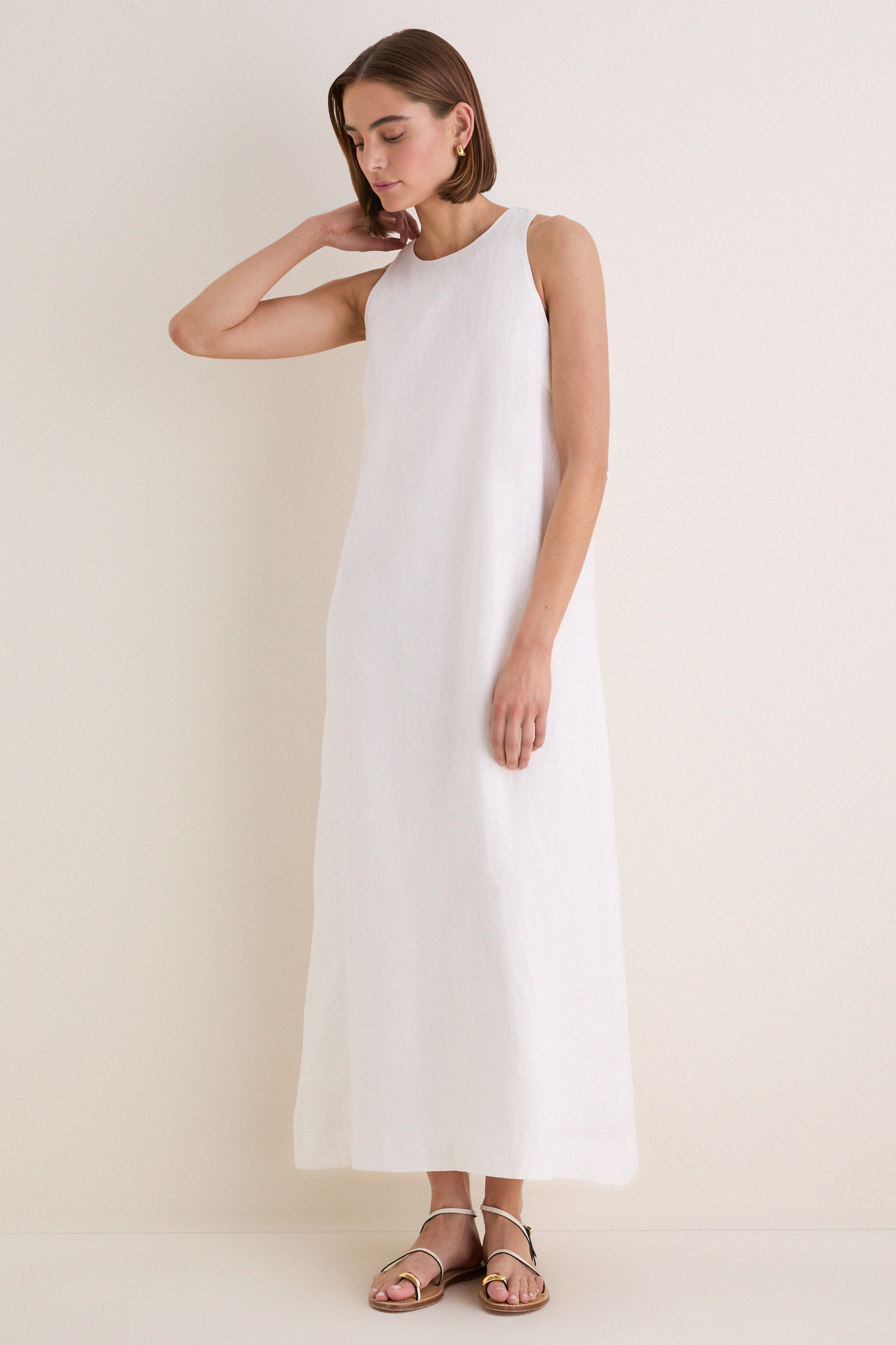 White Linen Portia Dress - Image 3