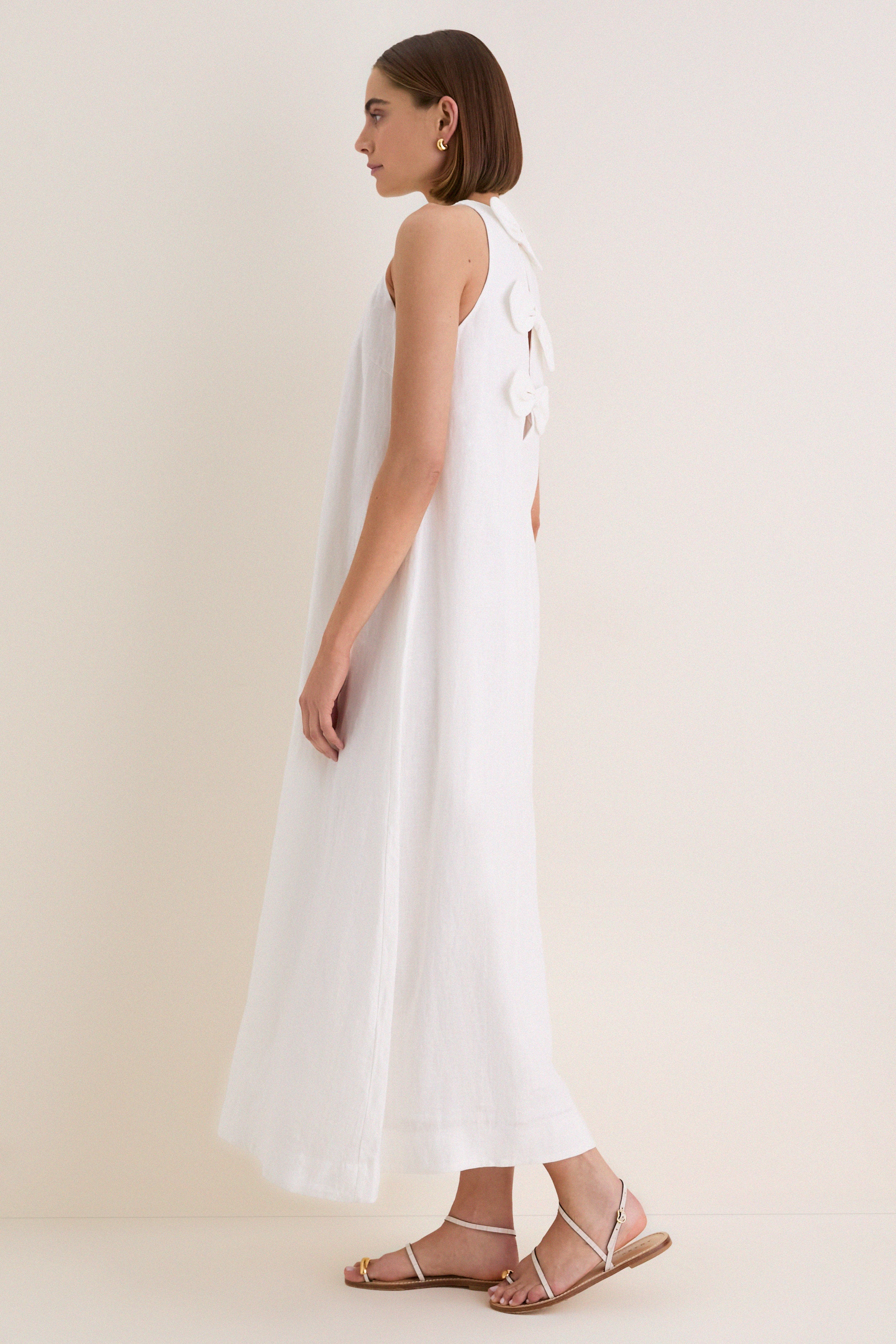 White Linen Portia Dress - Image 4
