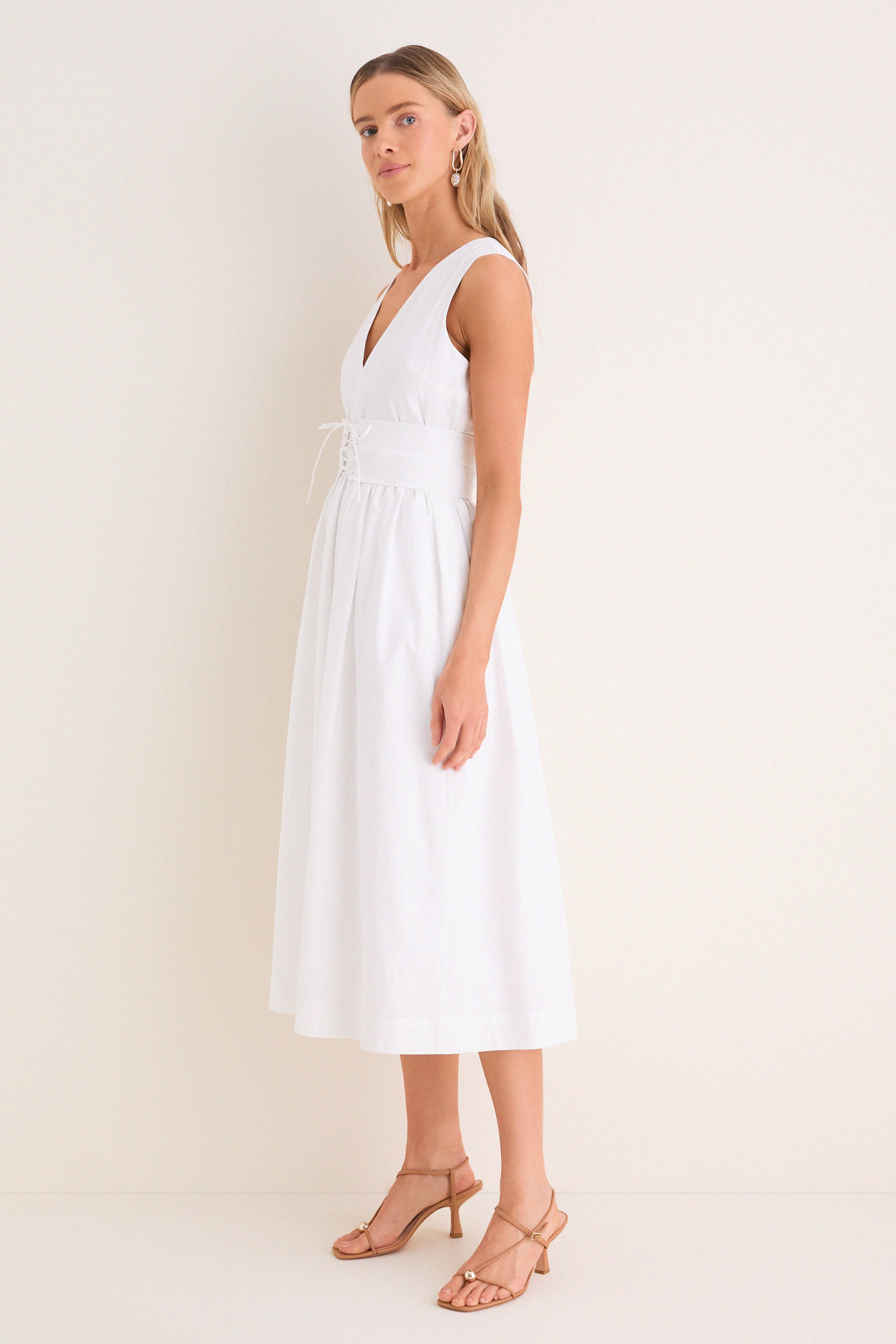 White Marylin Lace-Up Maxi Dress - Image 3