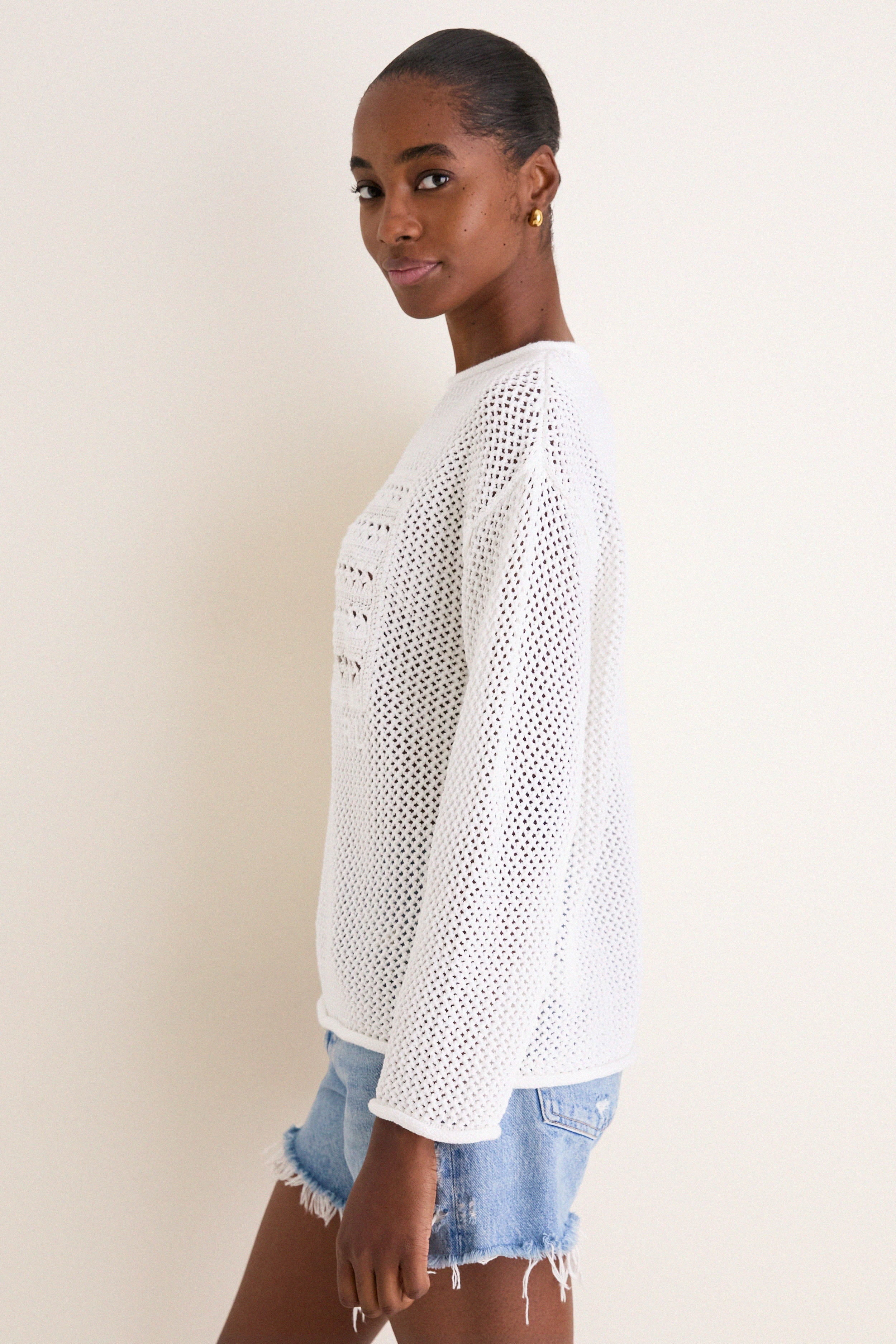 White Multi American Flag Crew Neck Sweater - Image 3