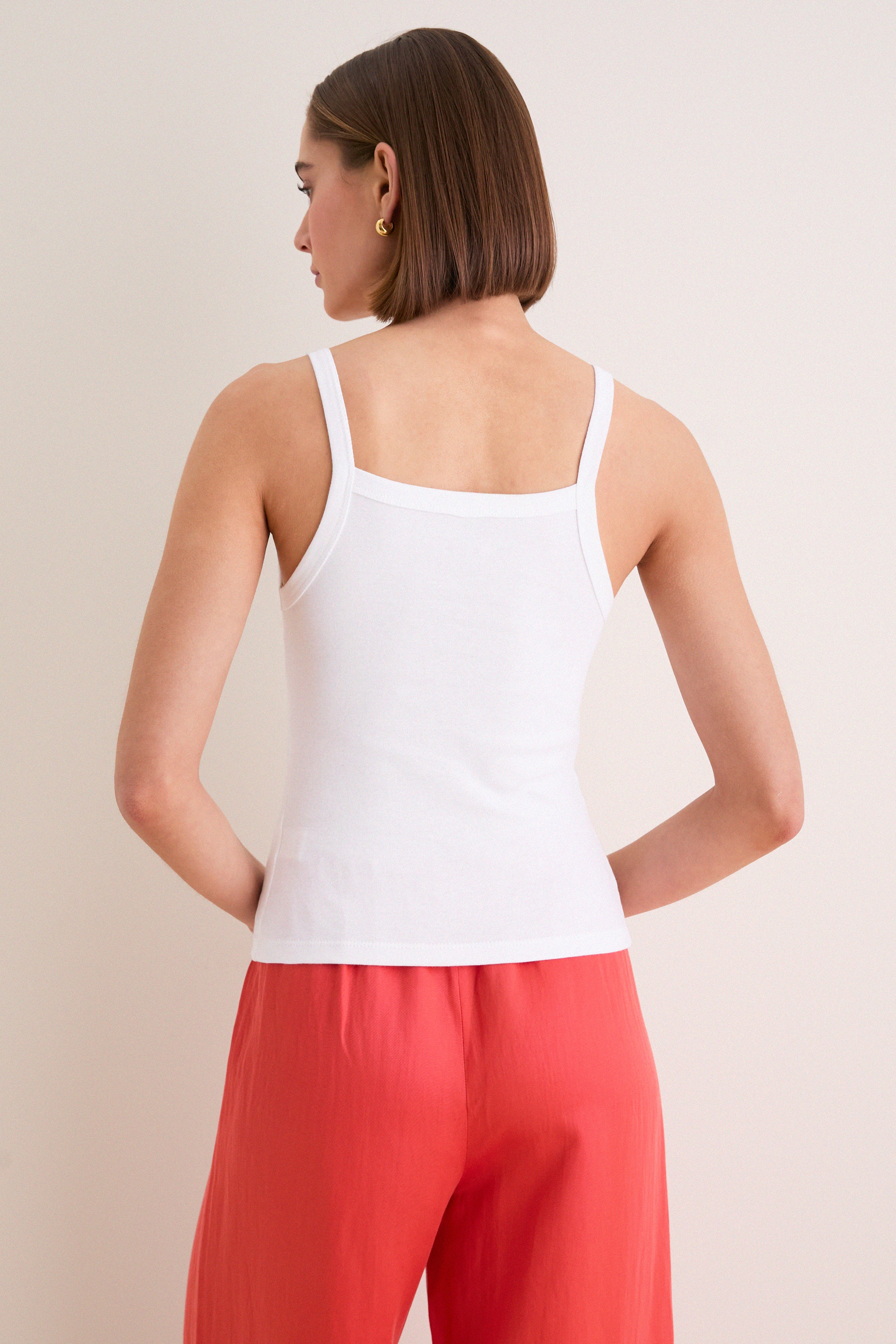 White Nando Square Neck Tank - Image 4