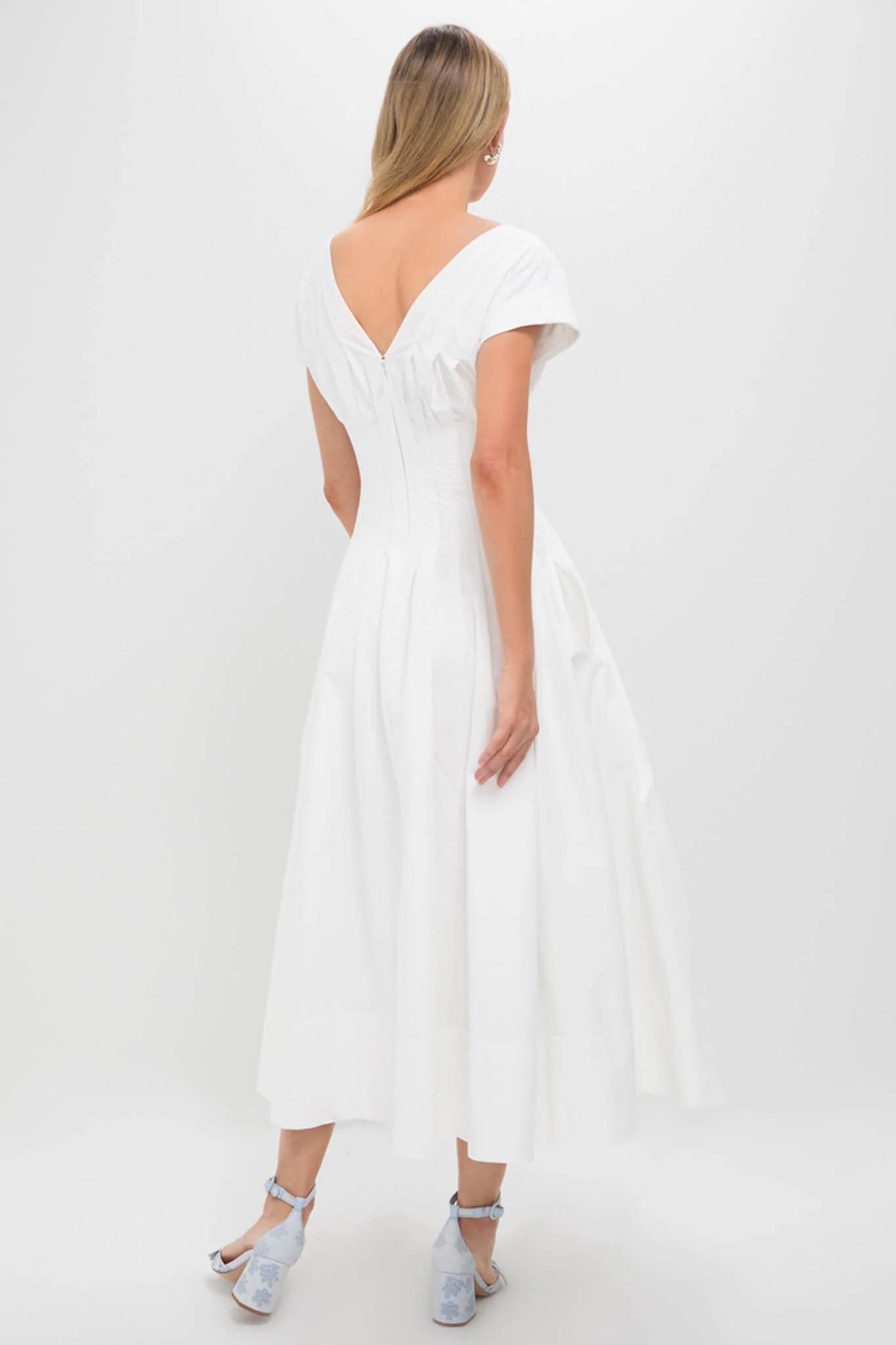 White Nina Pleated Midi Dress - Image 4