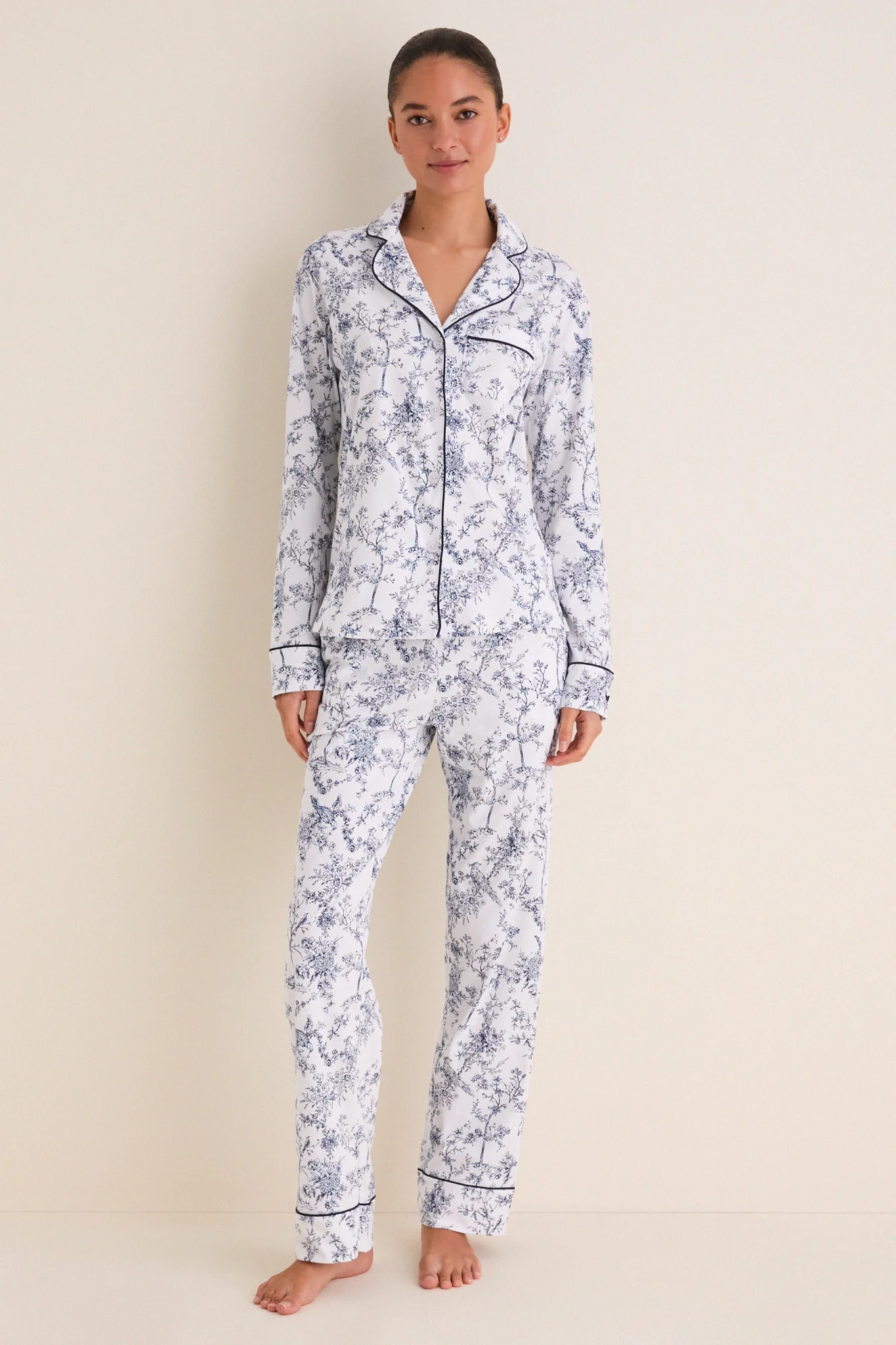 White Pima Cotton Timeless Toile Pajamas