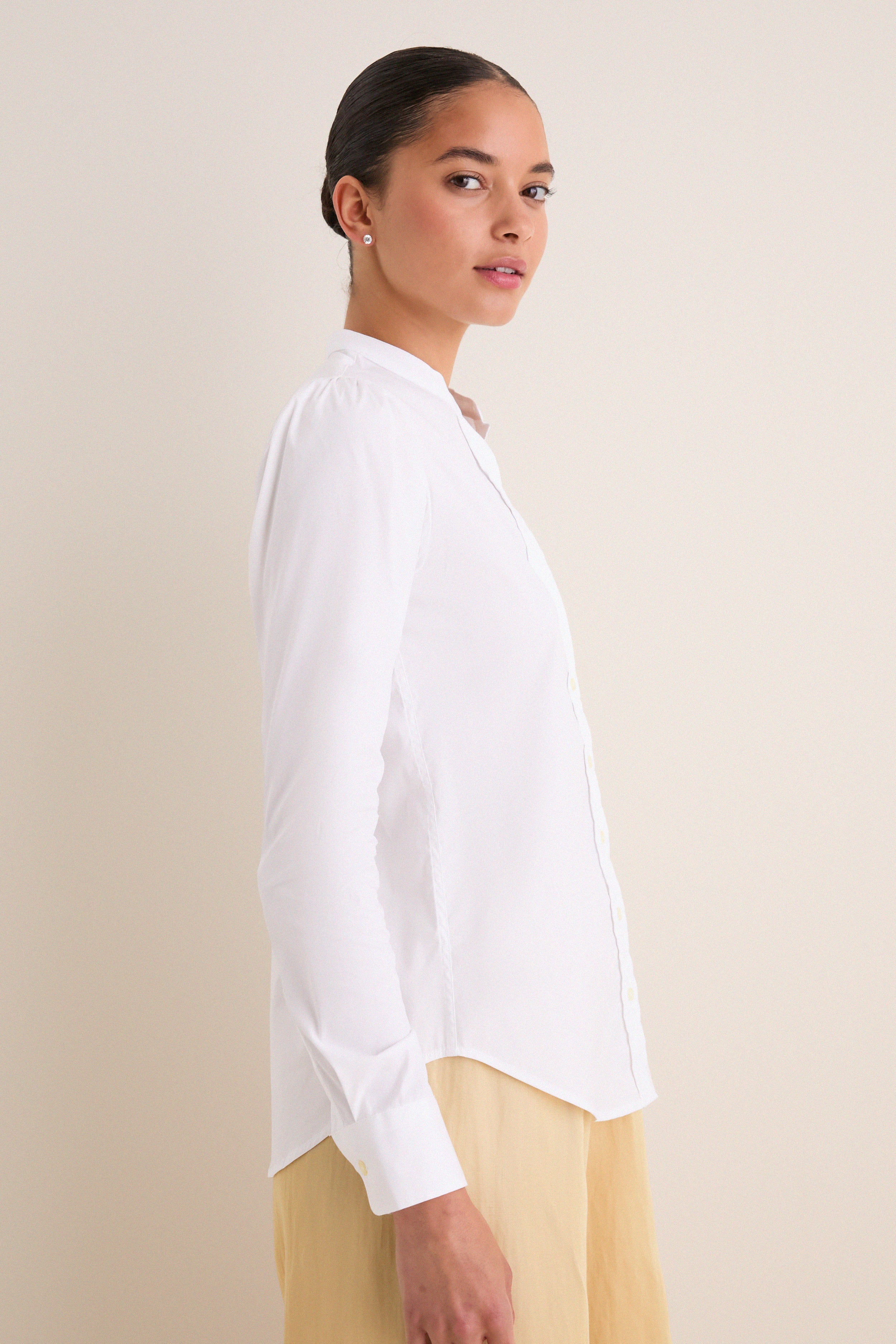 White Puffed Shoulder Shirt - Image 3
