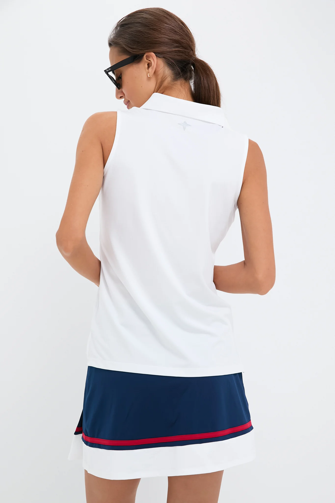 White Sleeveless Performance Jersey Caroline Polo - Image 4