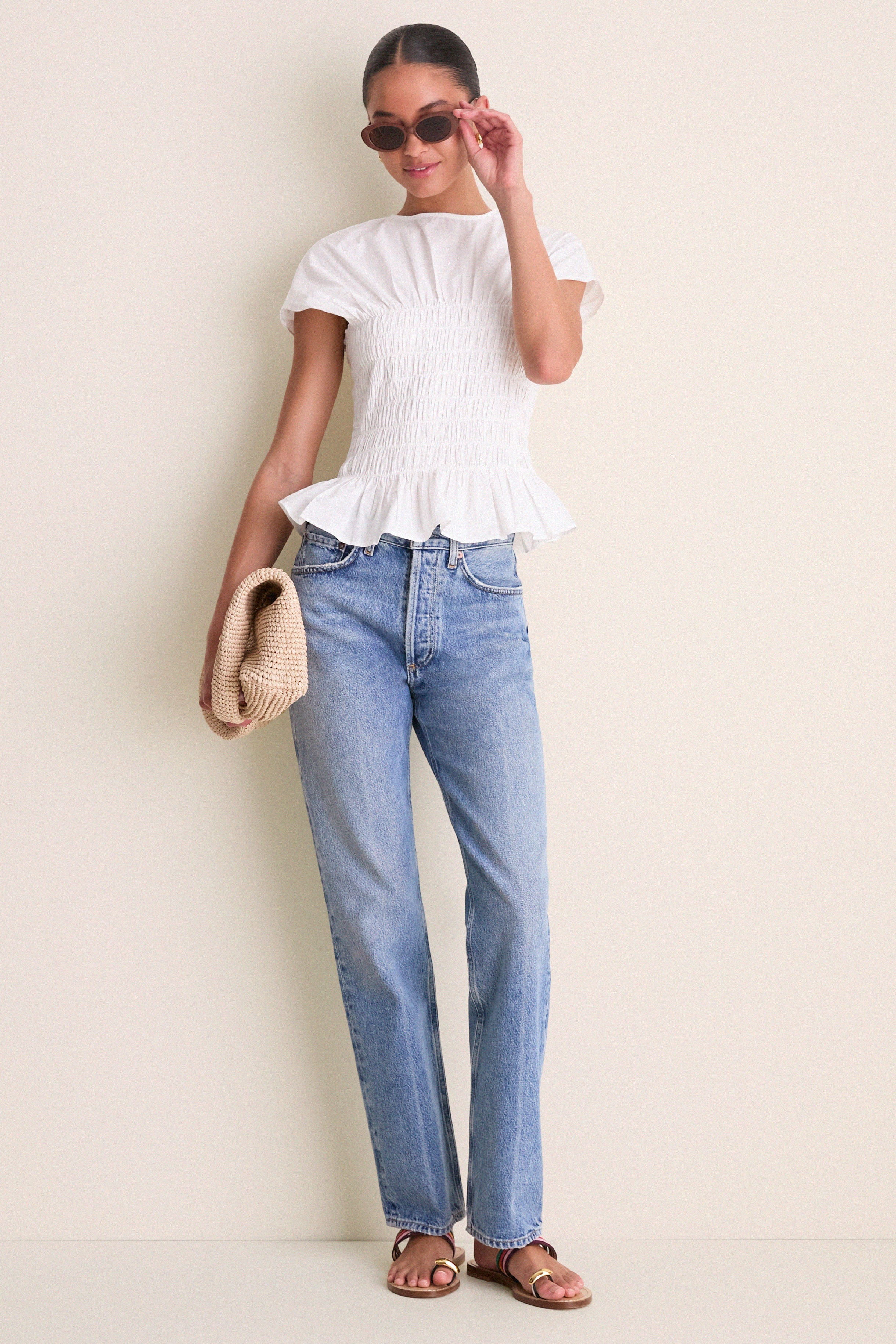 White Smocked Rollins Top - Image 2