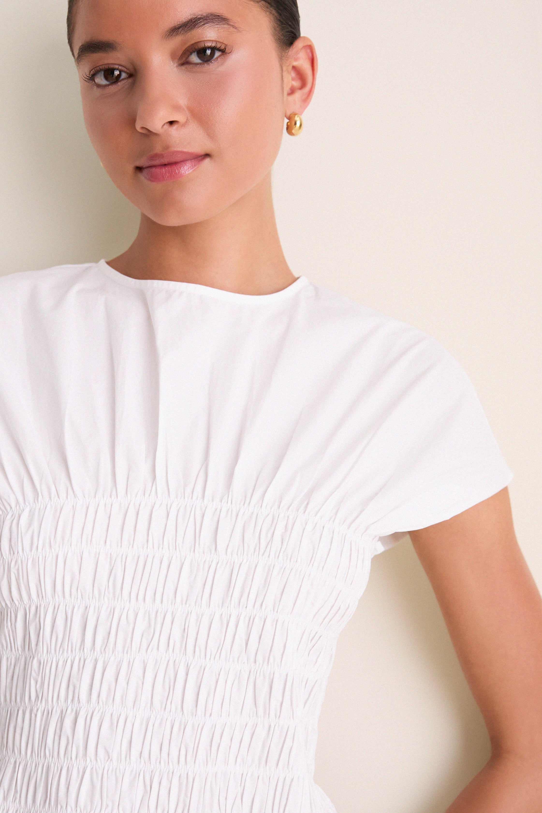 White Smocked Rollins Top - Image 5