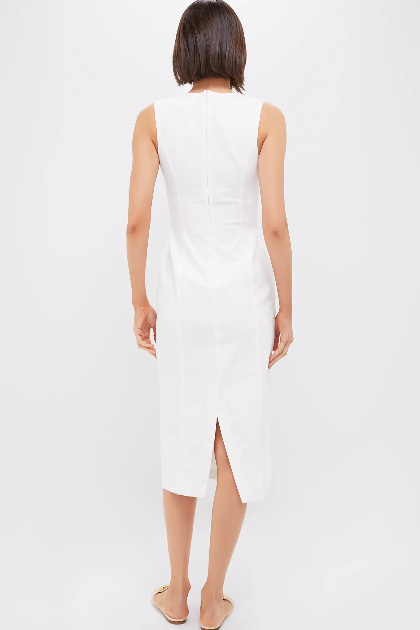 White Stretch Denim Aime Midi Dress - Image 4