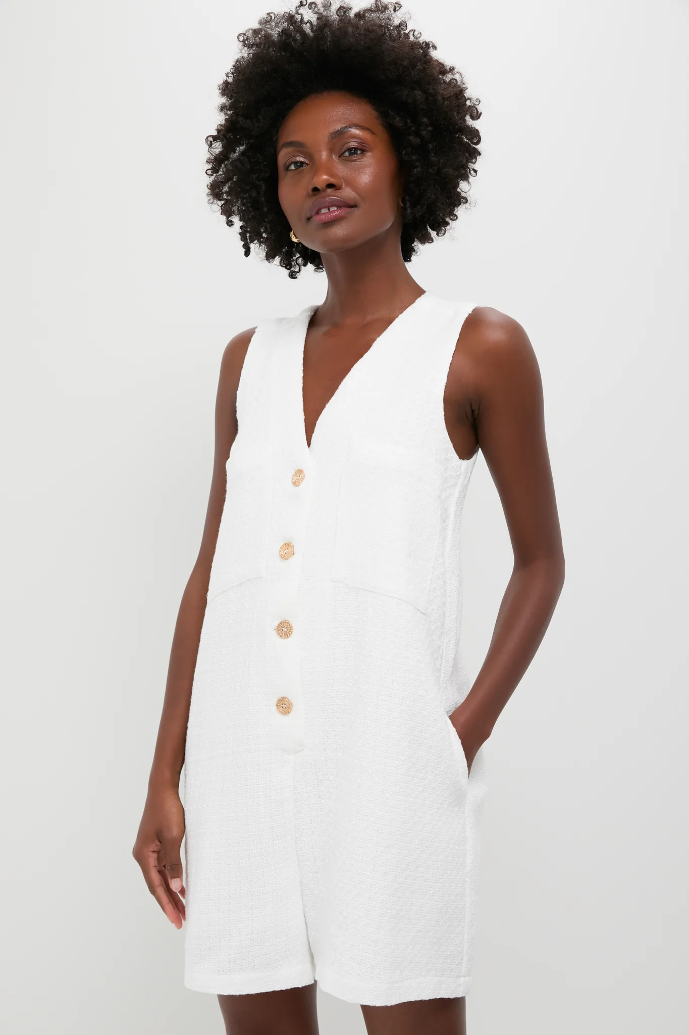 White Textured Myla Romper - Image 2