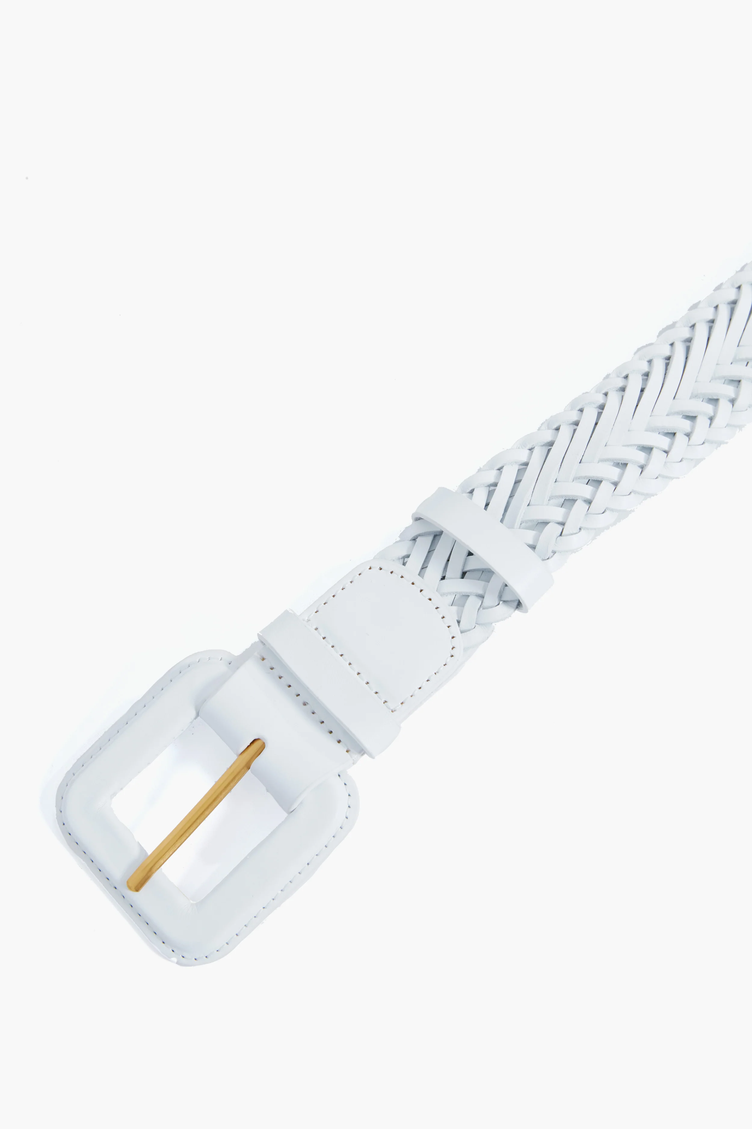 White Vachetta Oliver Thin Woven Leather Belt - Image 4