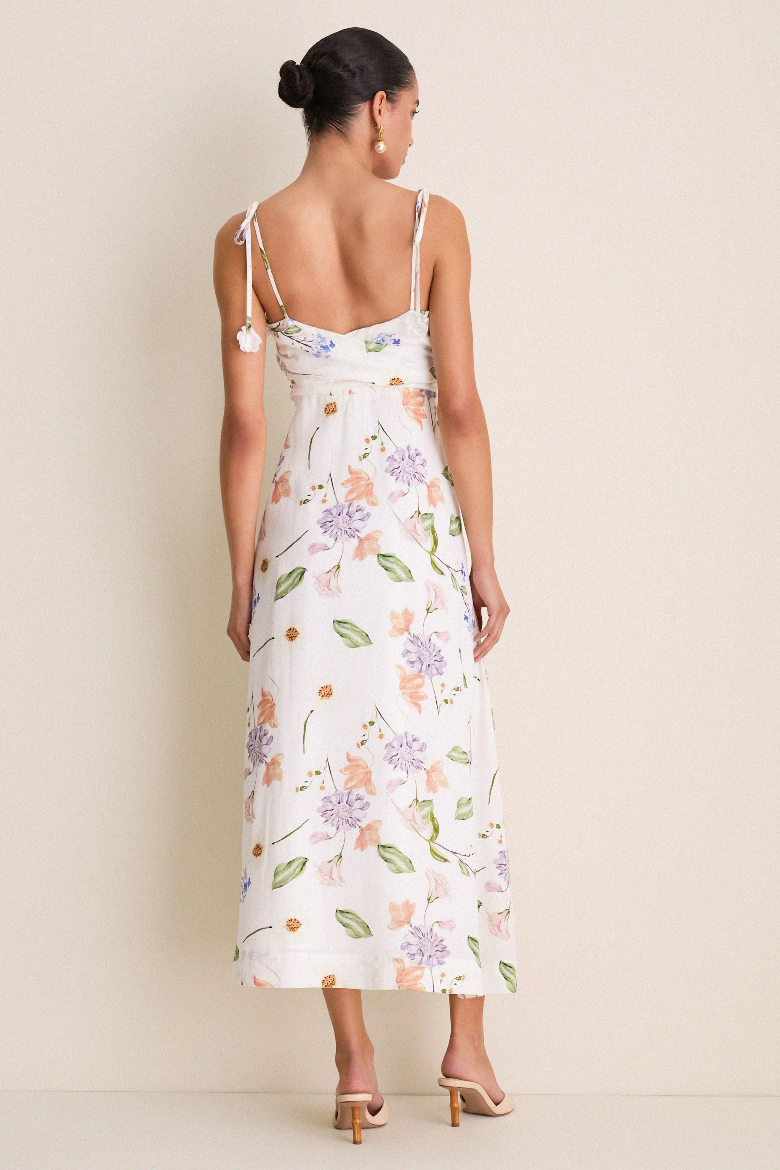 White Wildflower Floral Zinnia Maxi Dress - Image 5