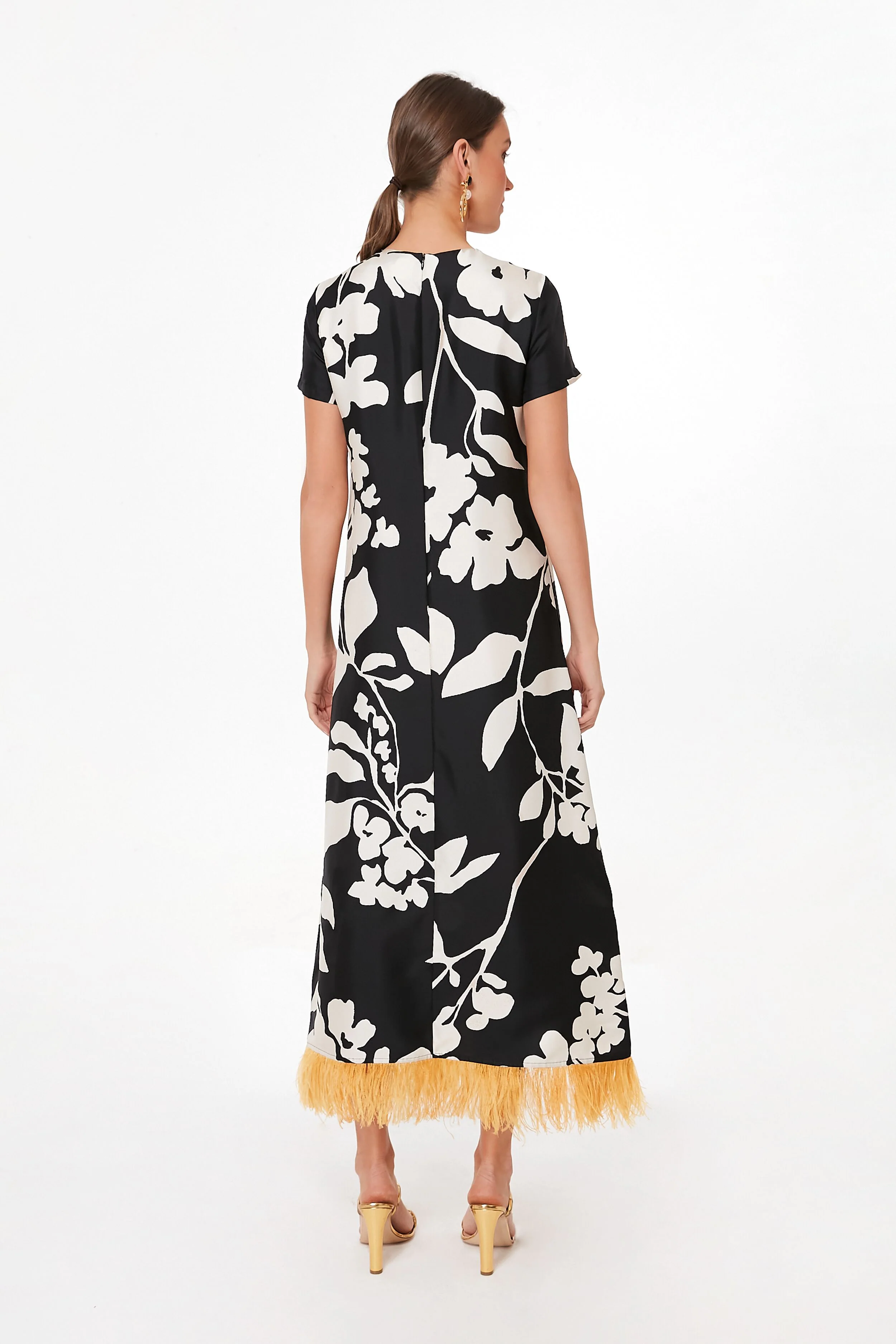 Winter Jasmine Swing Dress with Feathers - Image 4