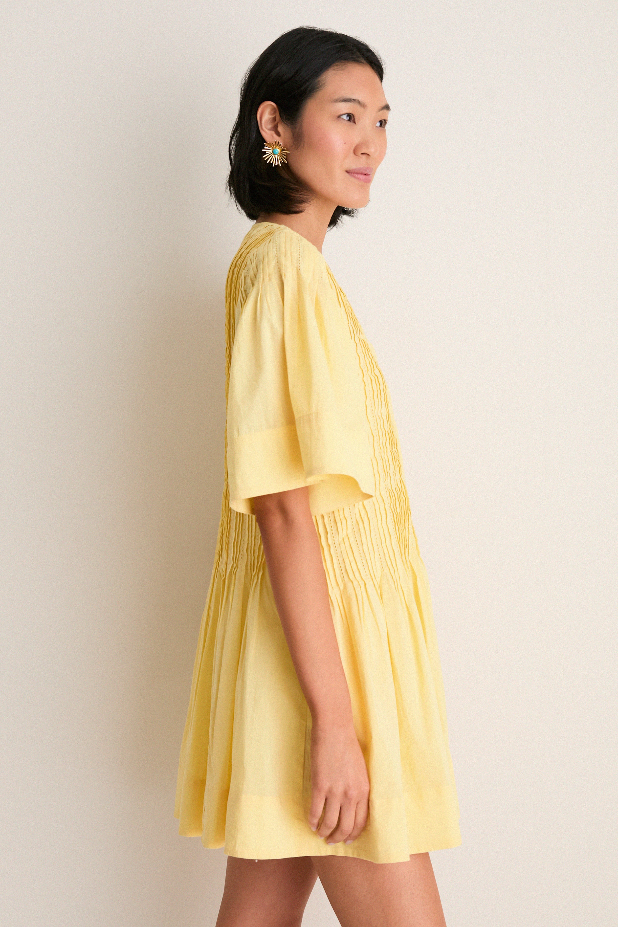 Yellow Alberte Solid Mini Dress - Image 3