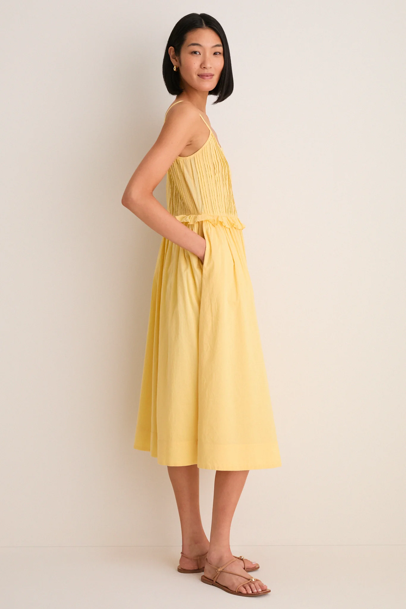 Yellow Alberte Solid Tank Dress - Image 3
