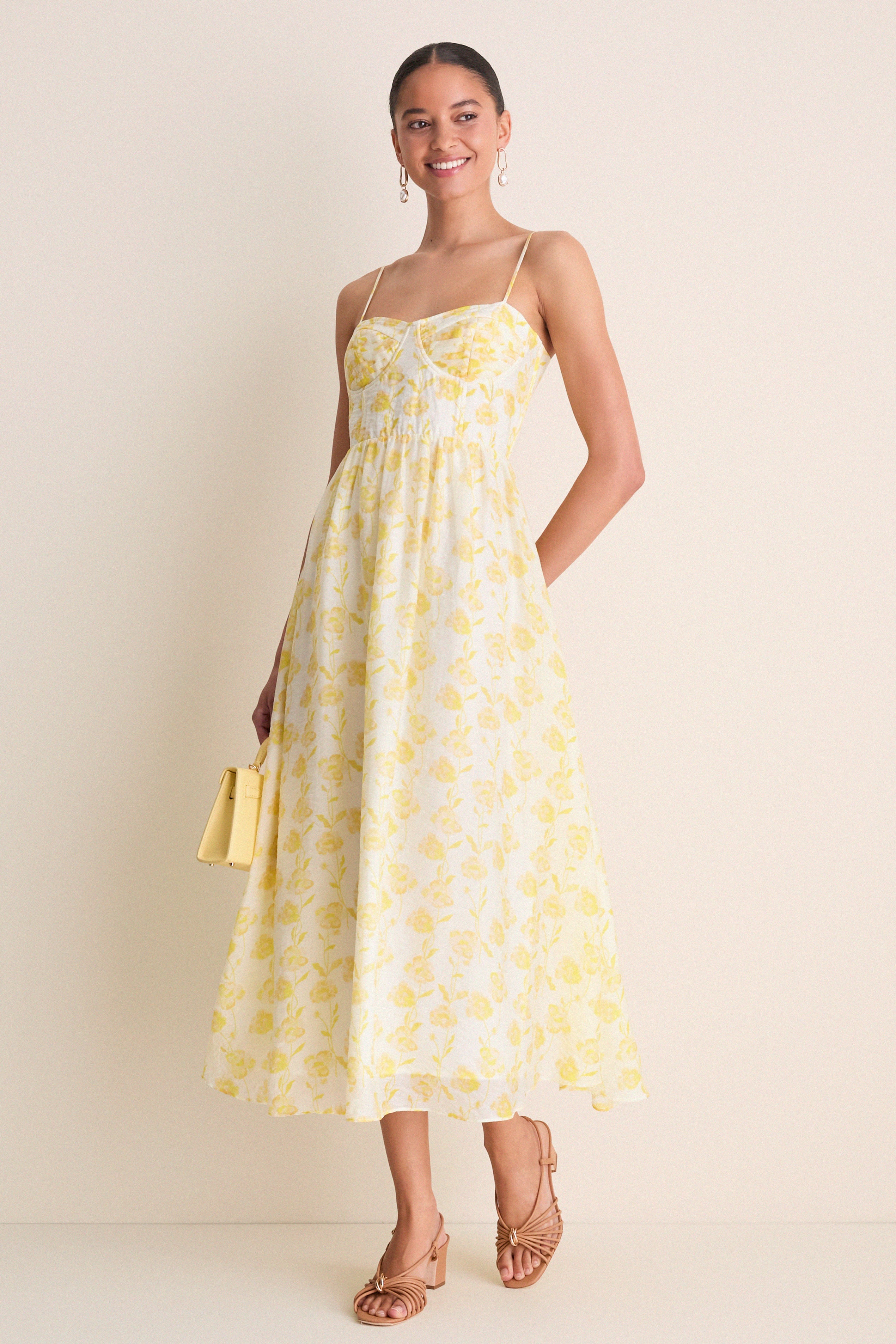 Yellow Floral Bustier Jessamine Maxi Dress - Image 3