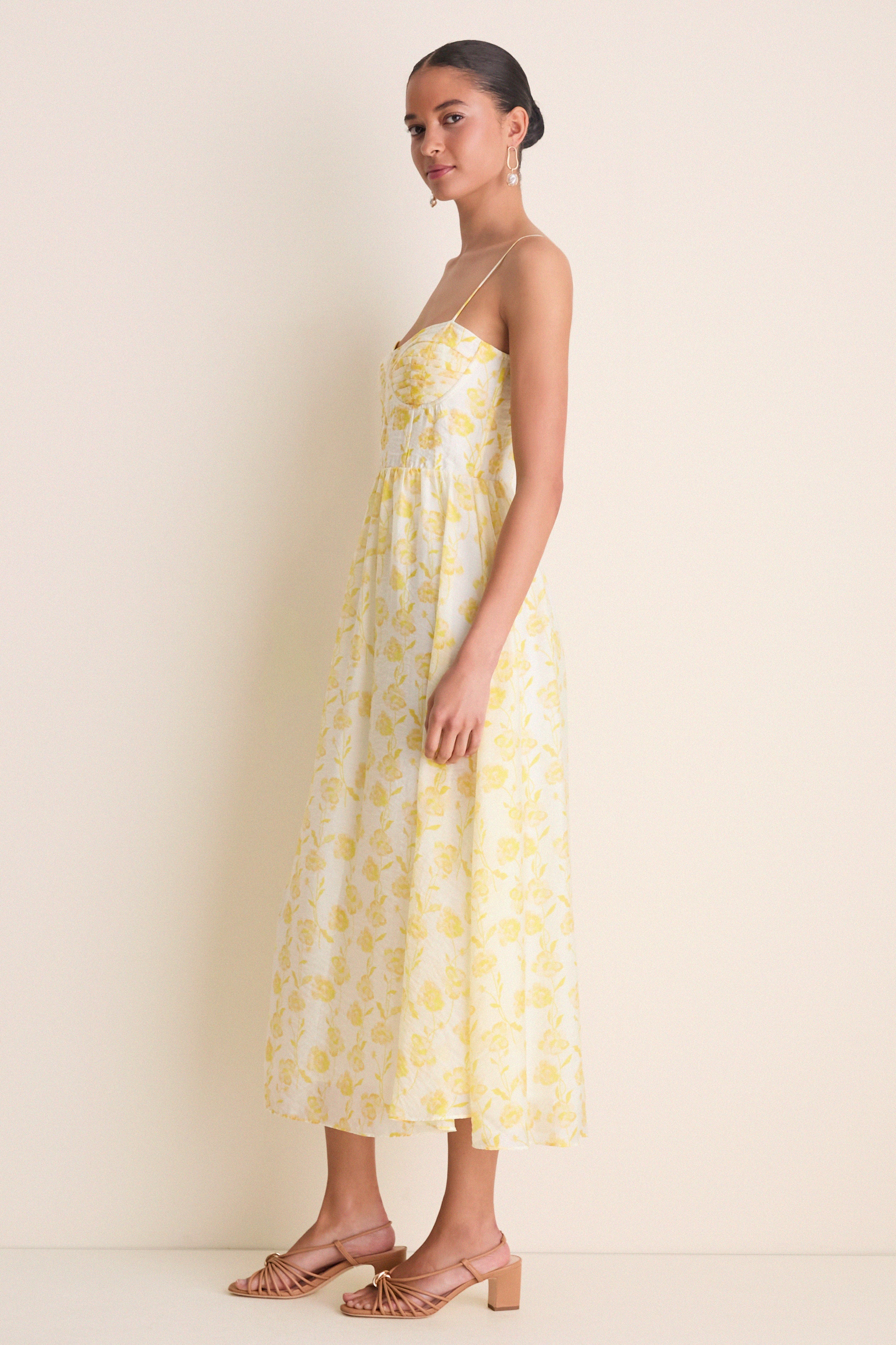 Yellow Floral Bustier Jessamine Maxi Dress - Image 4