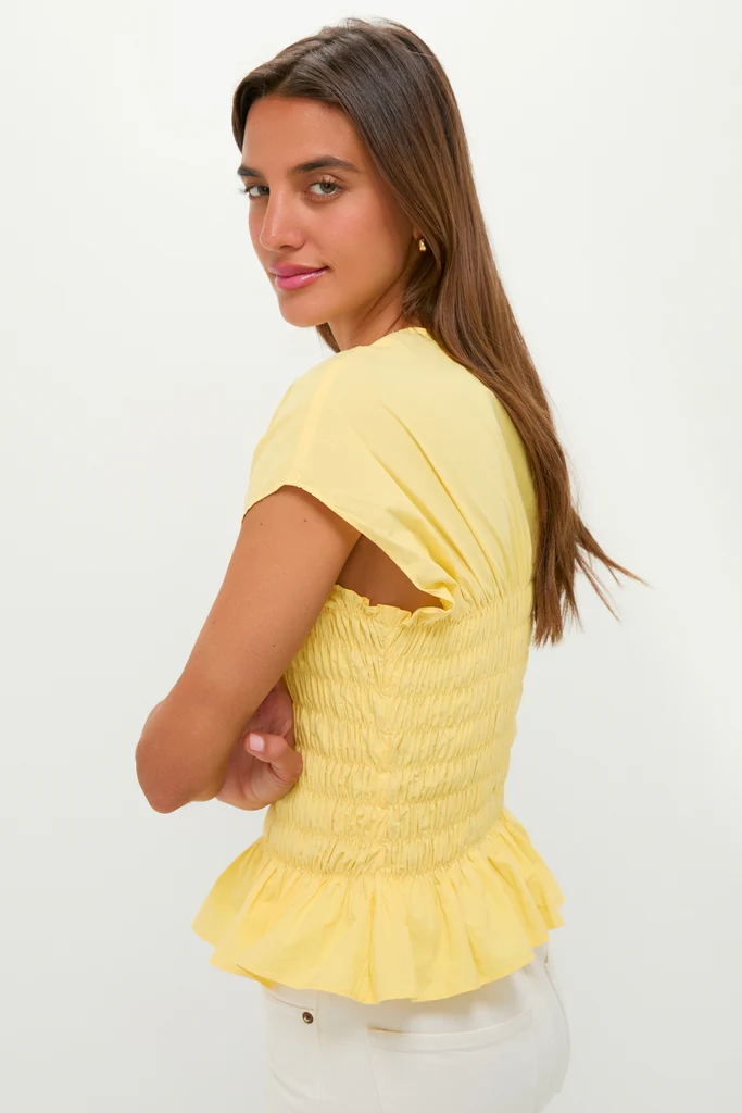 Yellow Smocked Rollins Top - Image 3